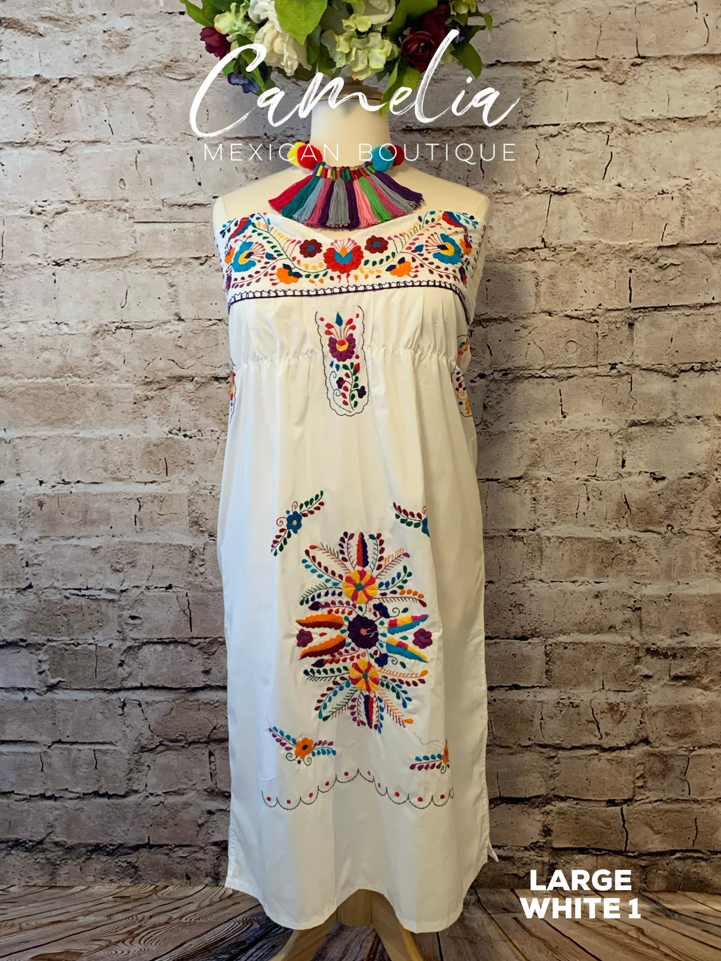 Puebla Mexican Dress Strapless Heart - Midi