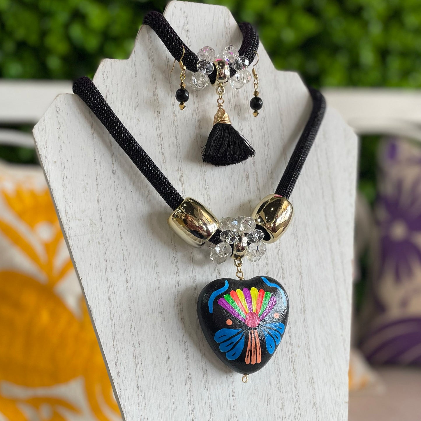 Mexican Ceramic Heart Necklace Set