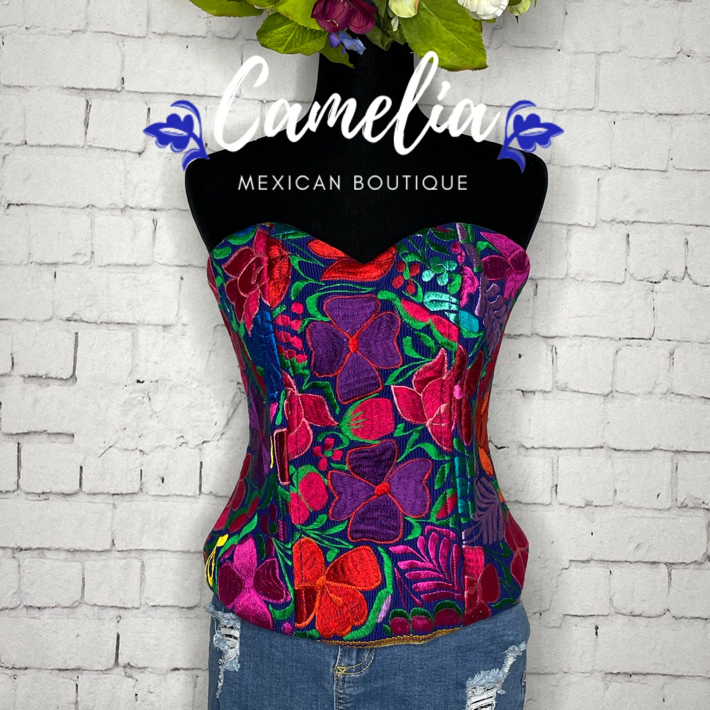 Mexican Embroidered Corset Zinnia