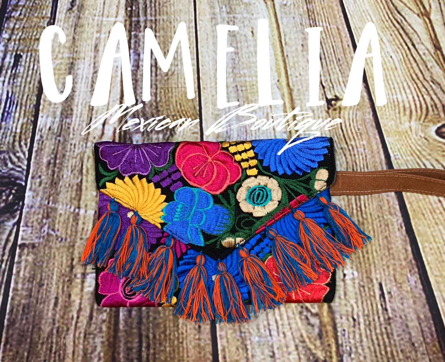 Mexican Embroidered Clutch Wristlet Zinnia