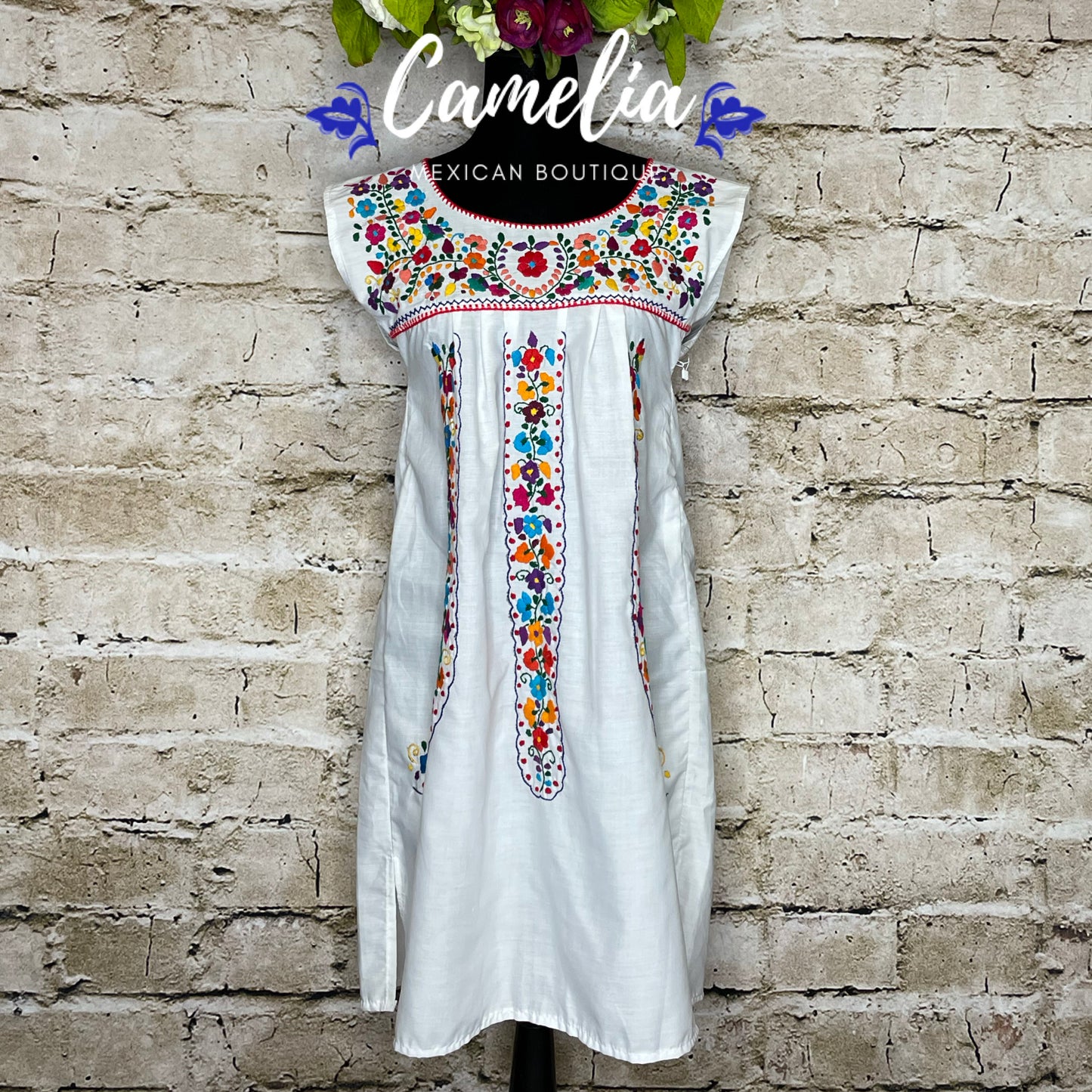 Puebla Sleeveless Dress for Women T-Pattern - Knee Length