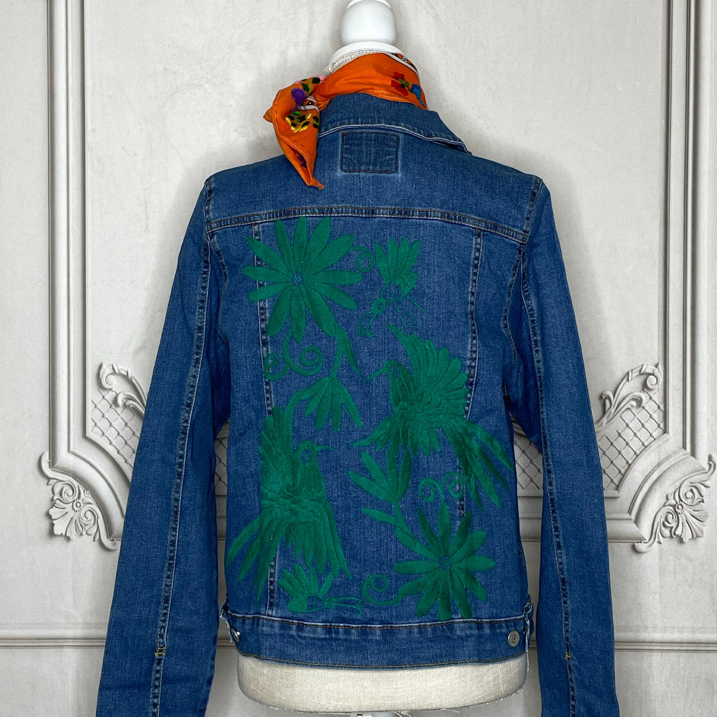 Mexican Embroidered Denim Jacket - Otomi