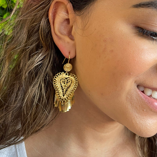 Boucles d'oreilles en filigrane d'Oaxaca - Petit cœur 