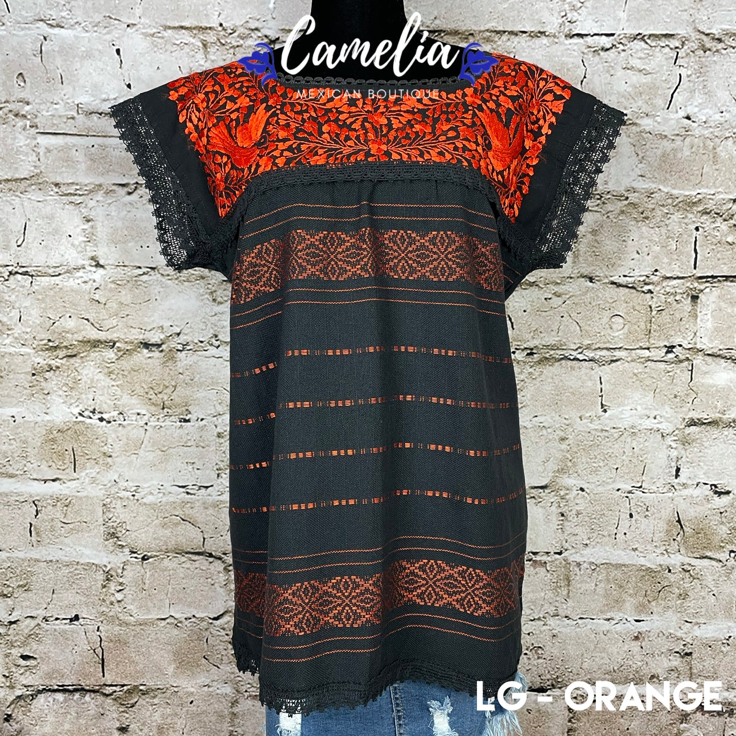 Paloma Loomed Mexican Blouse - 2 Tone