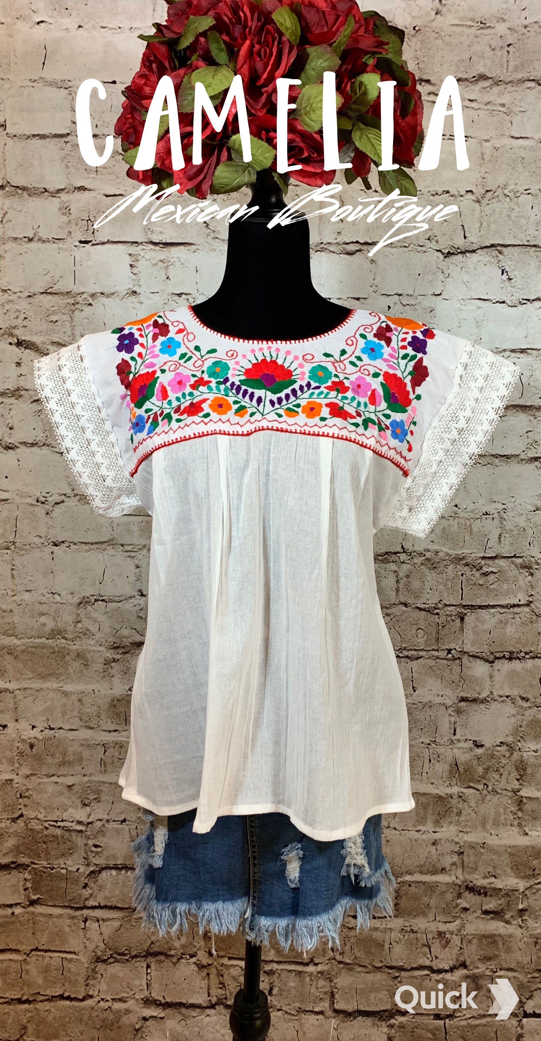 Boho Peasant Mexican Blouse Split Back Lace – Camelia Mexican Boutique