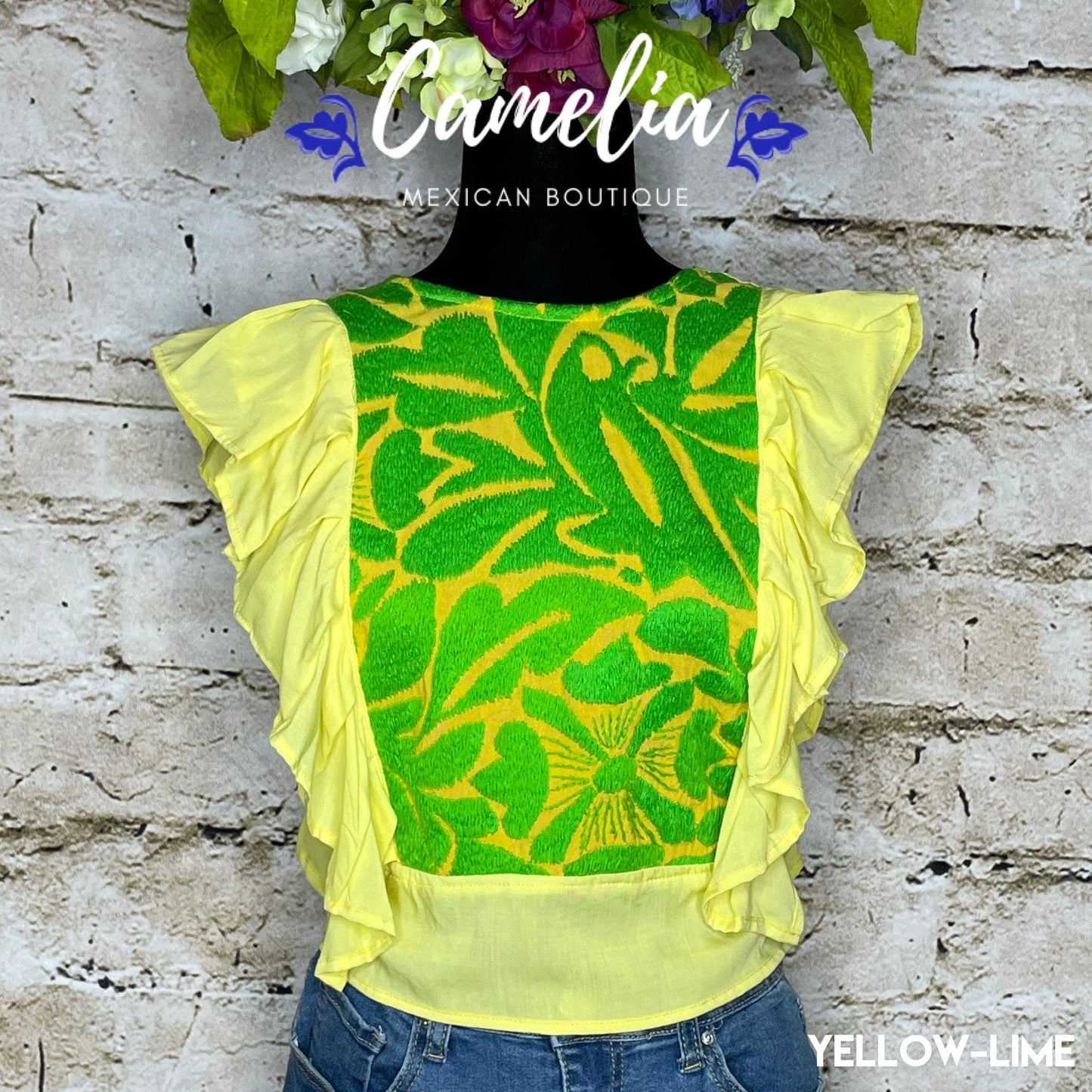 Jalapa Mexican Blouse - Butterfly Sleeve Crop Top