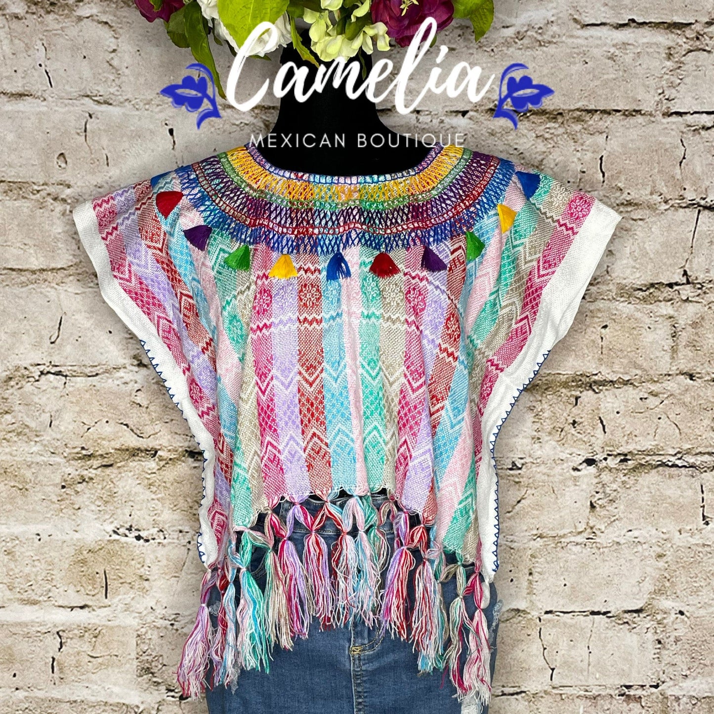 Loomed Mexican Tasseled Crop Top