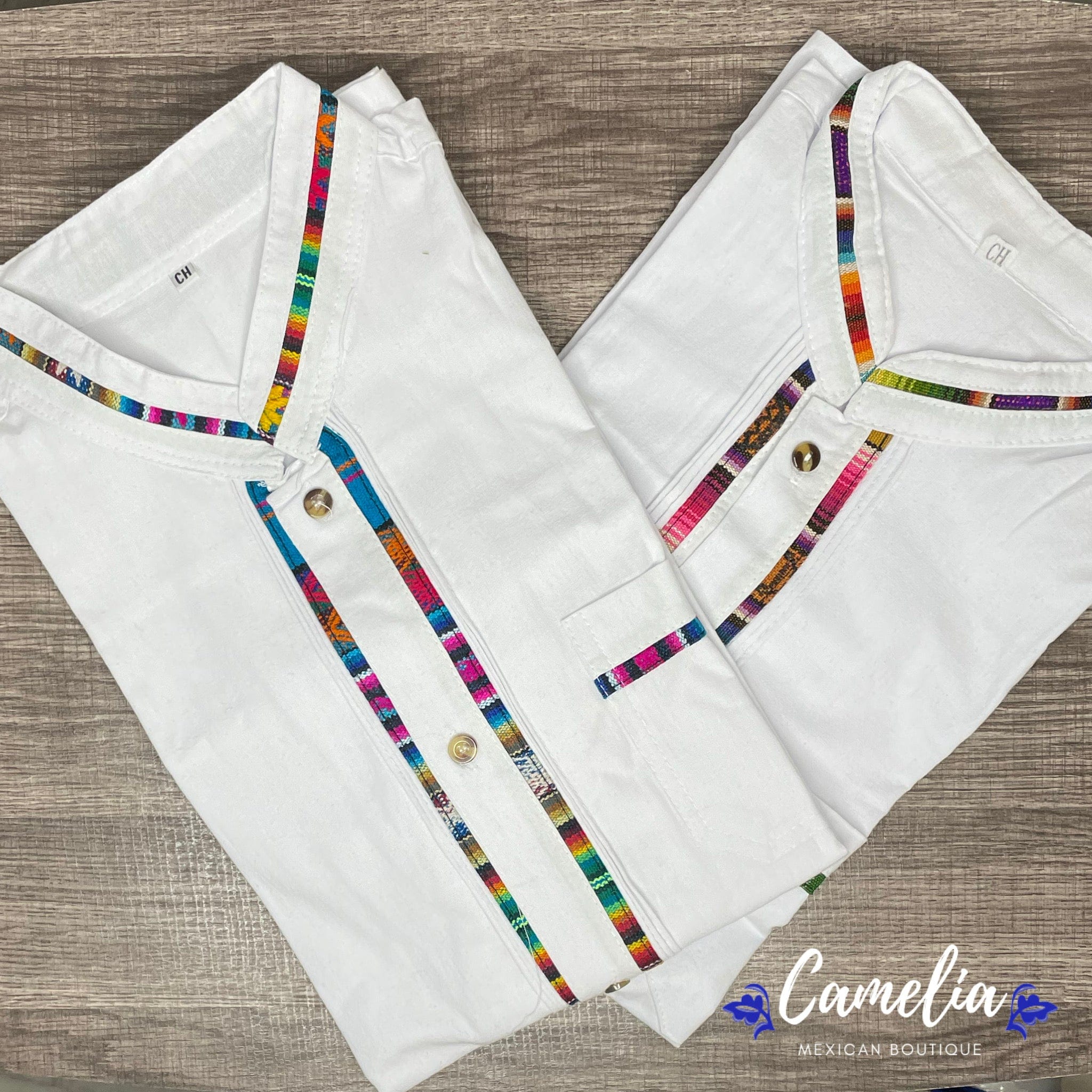 Men's Guayabera Shirt Short Sleeve Sarape Trim