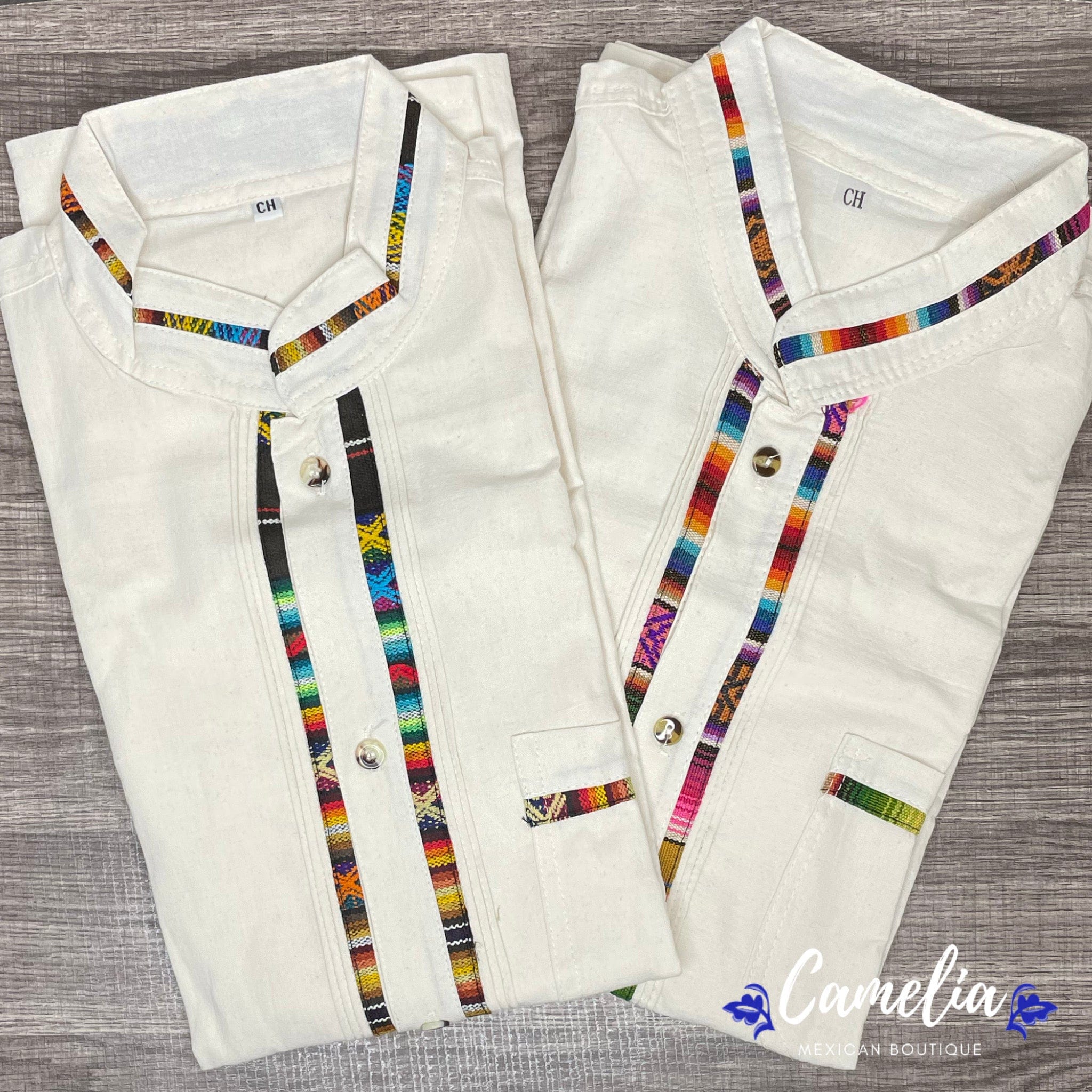 Men's Guayabera Shirt Short Sleeve Sarape Trim