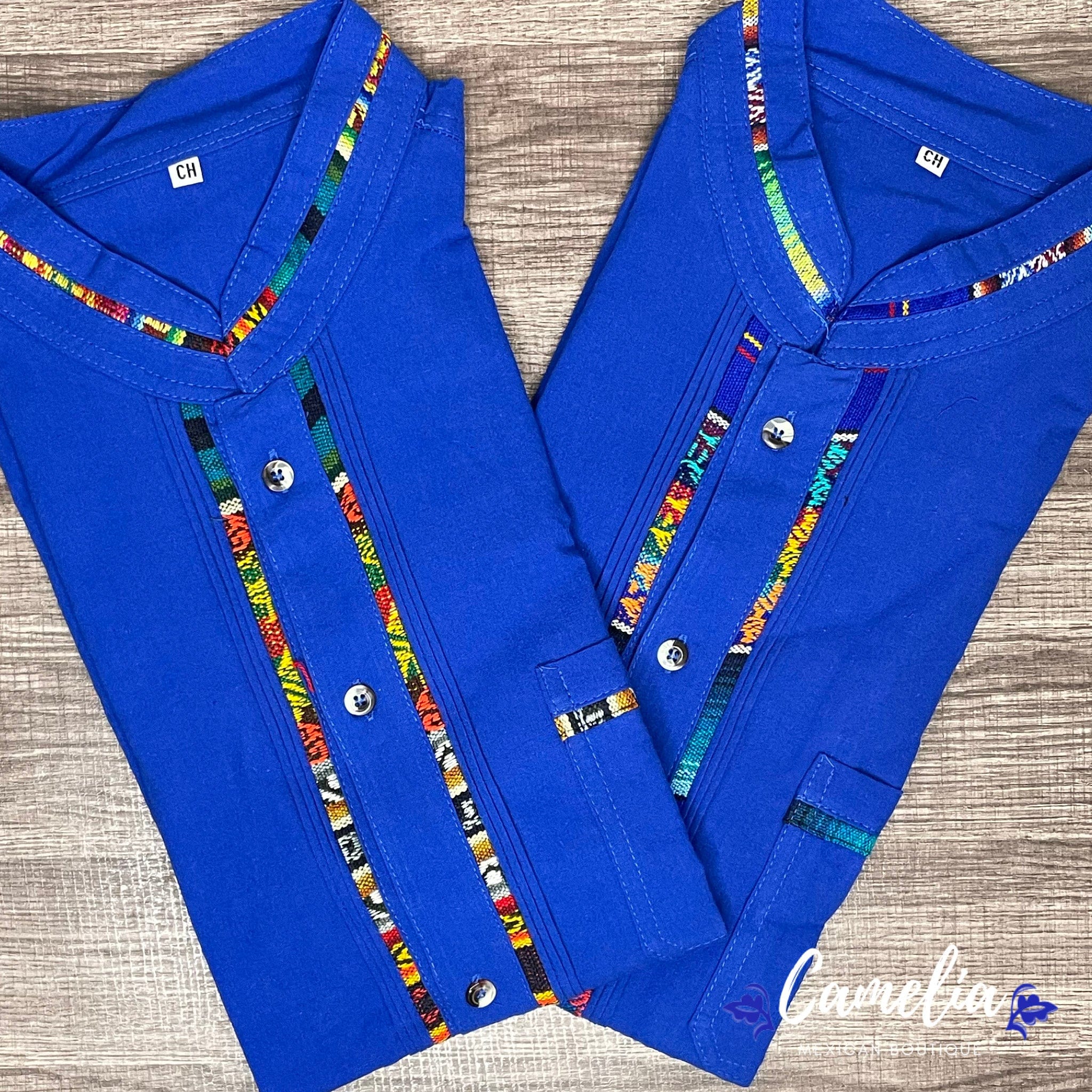 Men's Guayabera Shirt Short Sleeve Sarape Trim