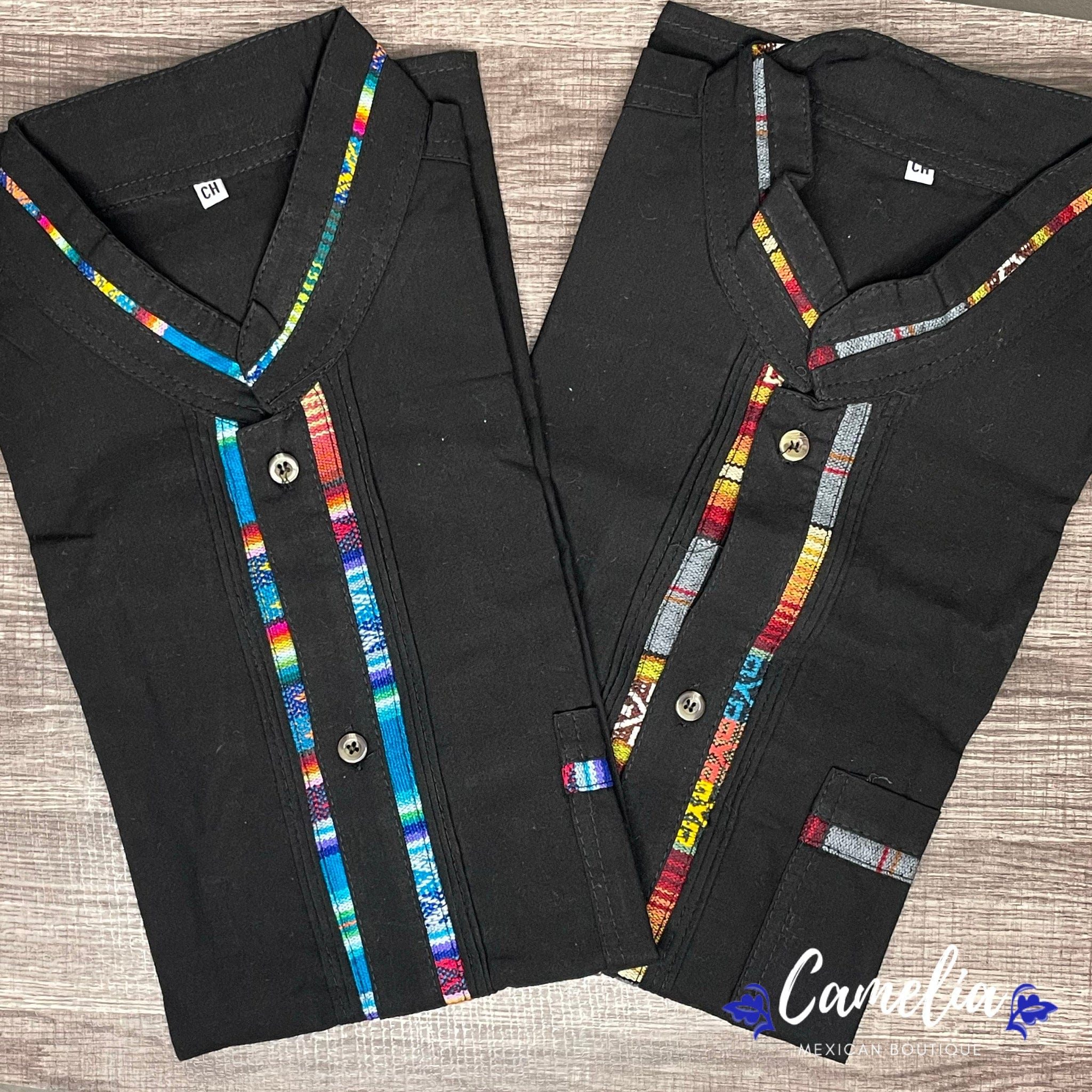 Men's Guayabera Shirt Short Sleeve Sarape Trim