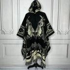 Mexican Alpaca Wool Poncho Hooded - Feathered Horse
