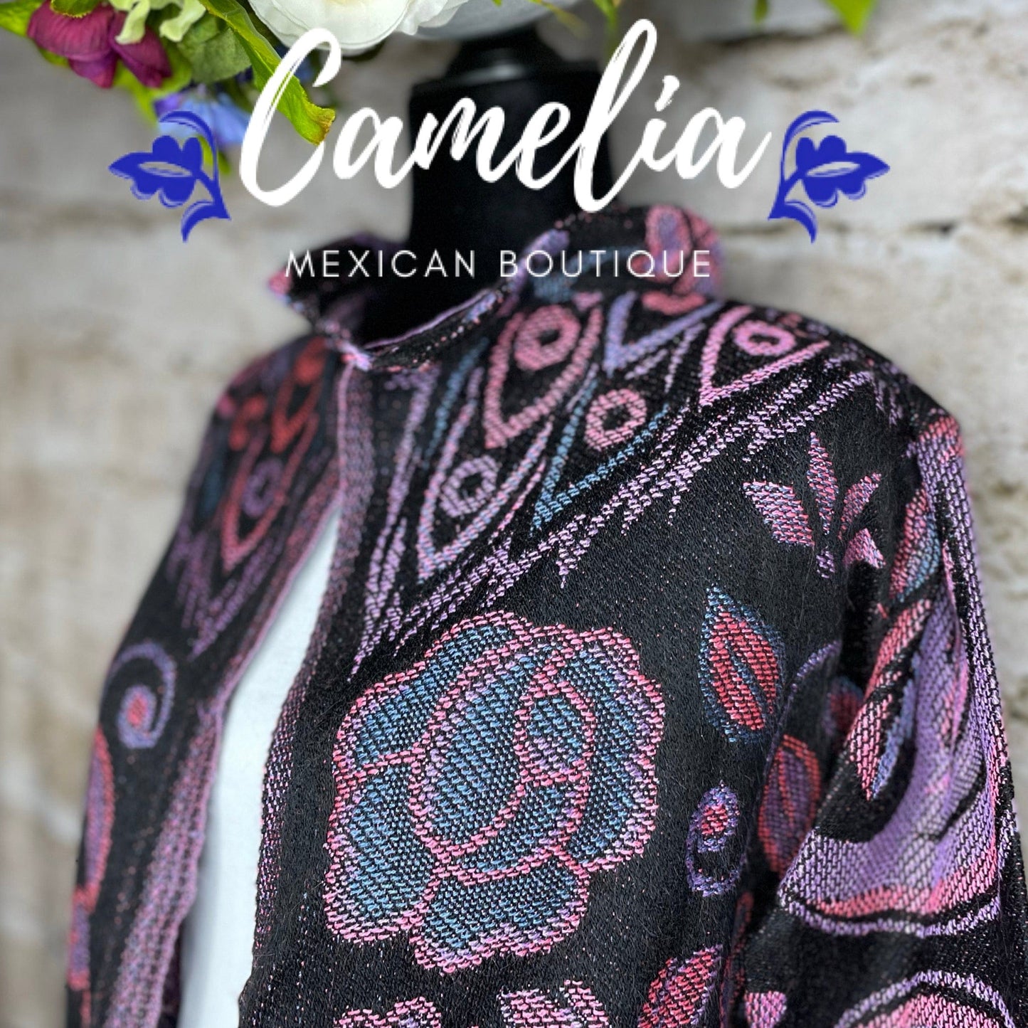 Mexican Cross Stitch Tasseled Sweater