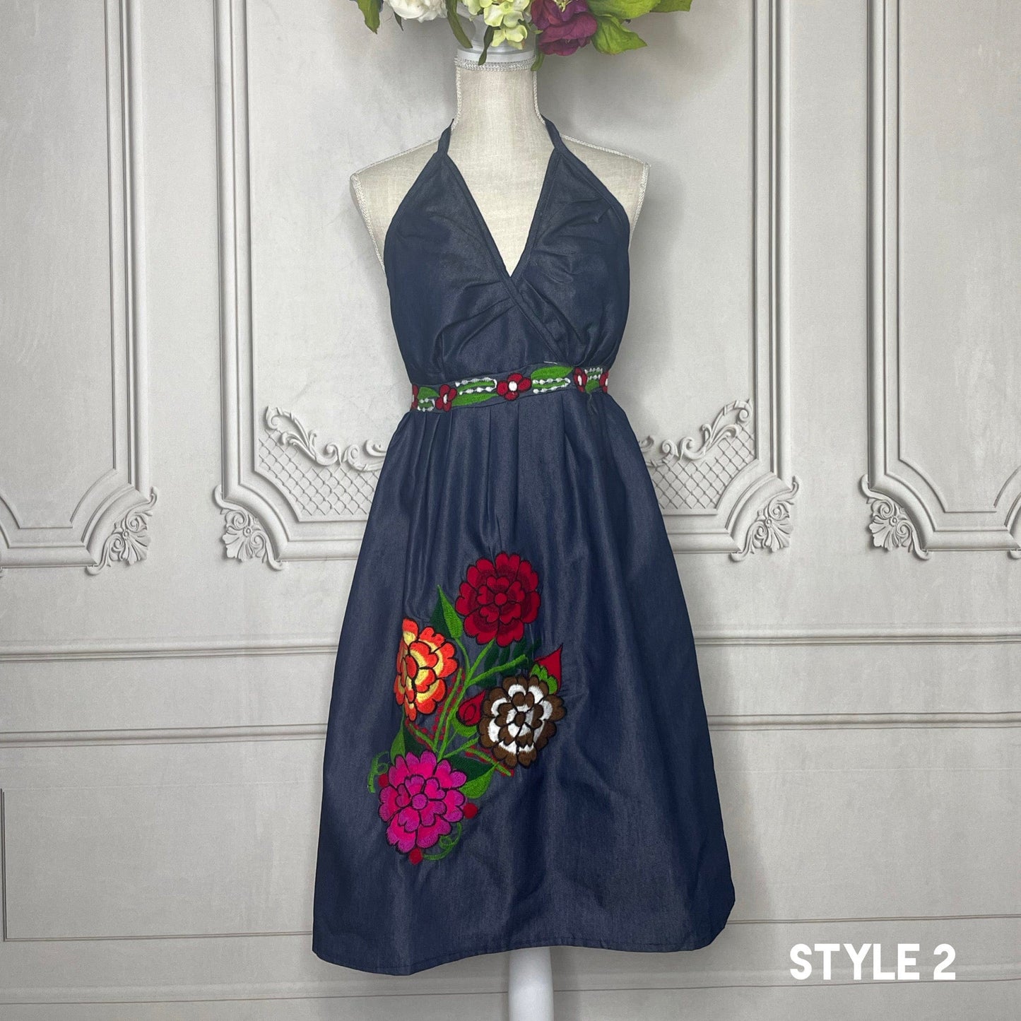 Mexican Denim Halter Dress - Zinnia