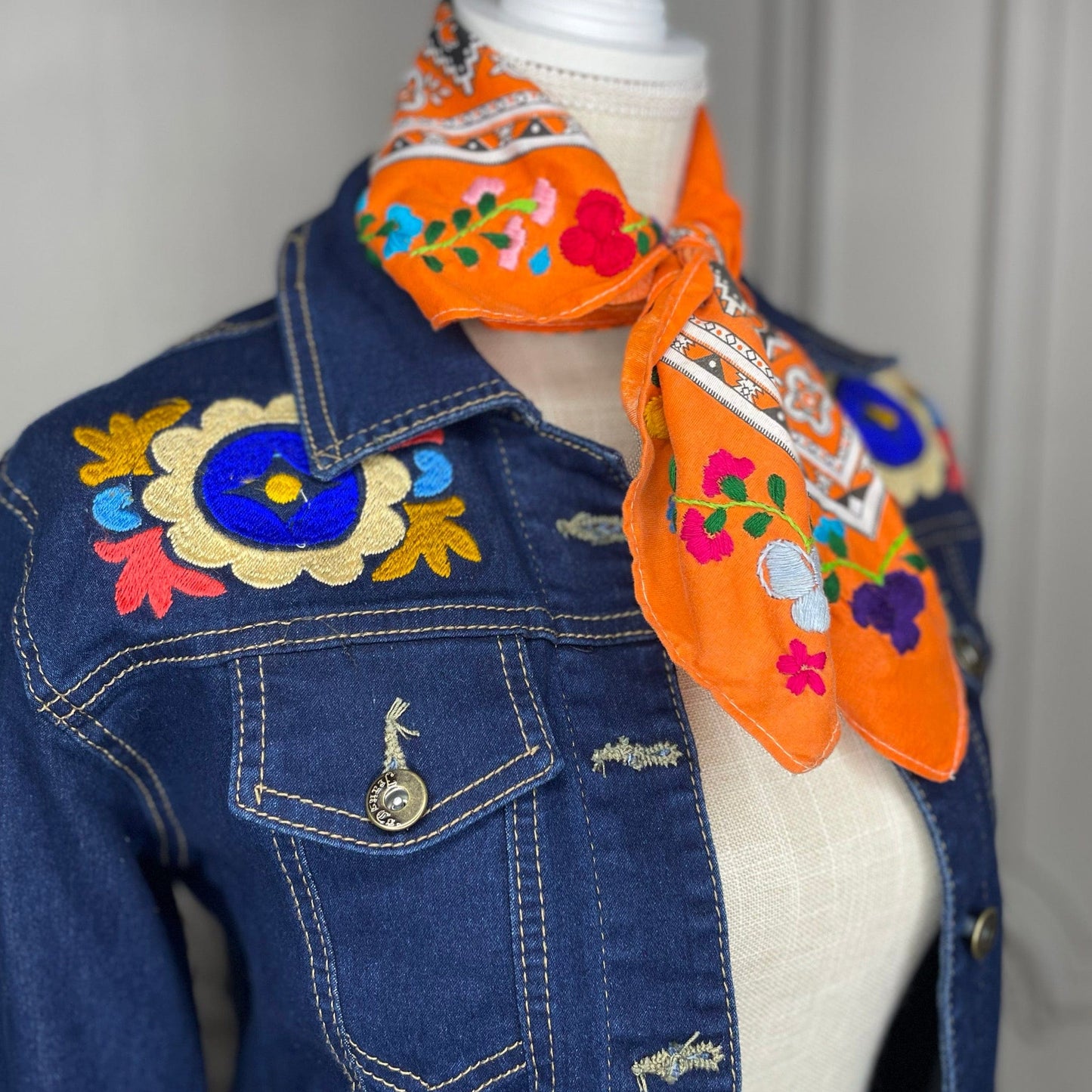 Mexican Embroidered Denim Jacket - Jalapa