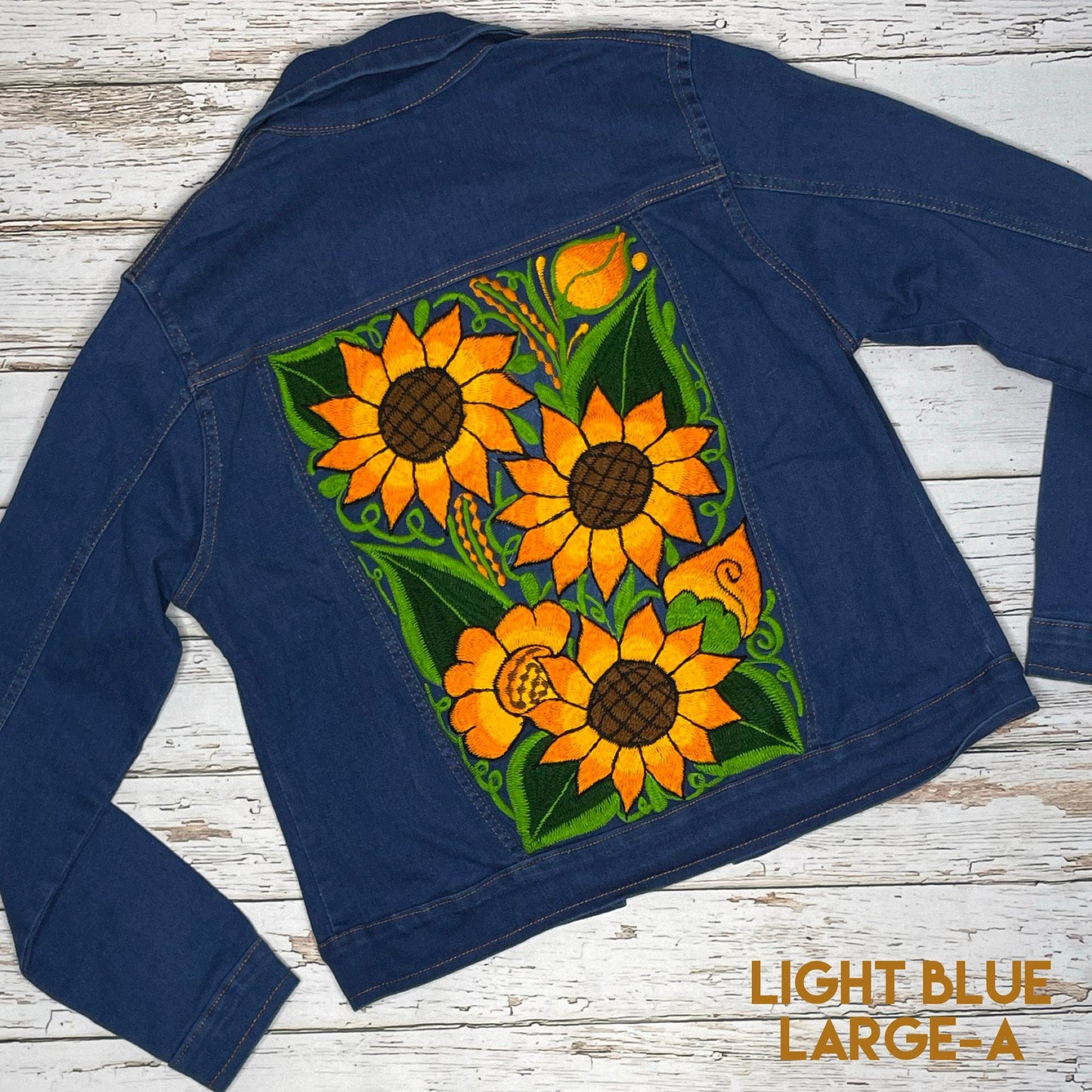 Mexican Embroidered Denim Jacket - Sunflowers