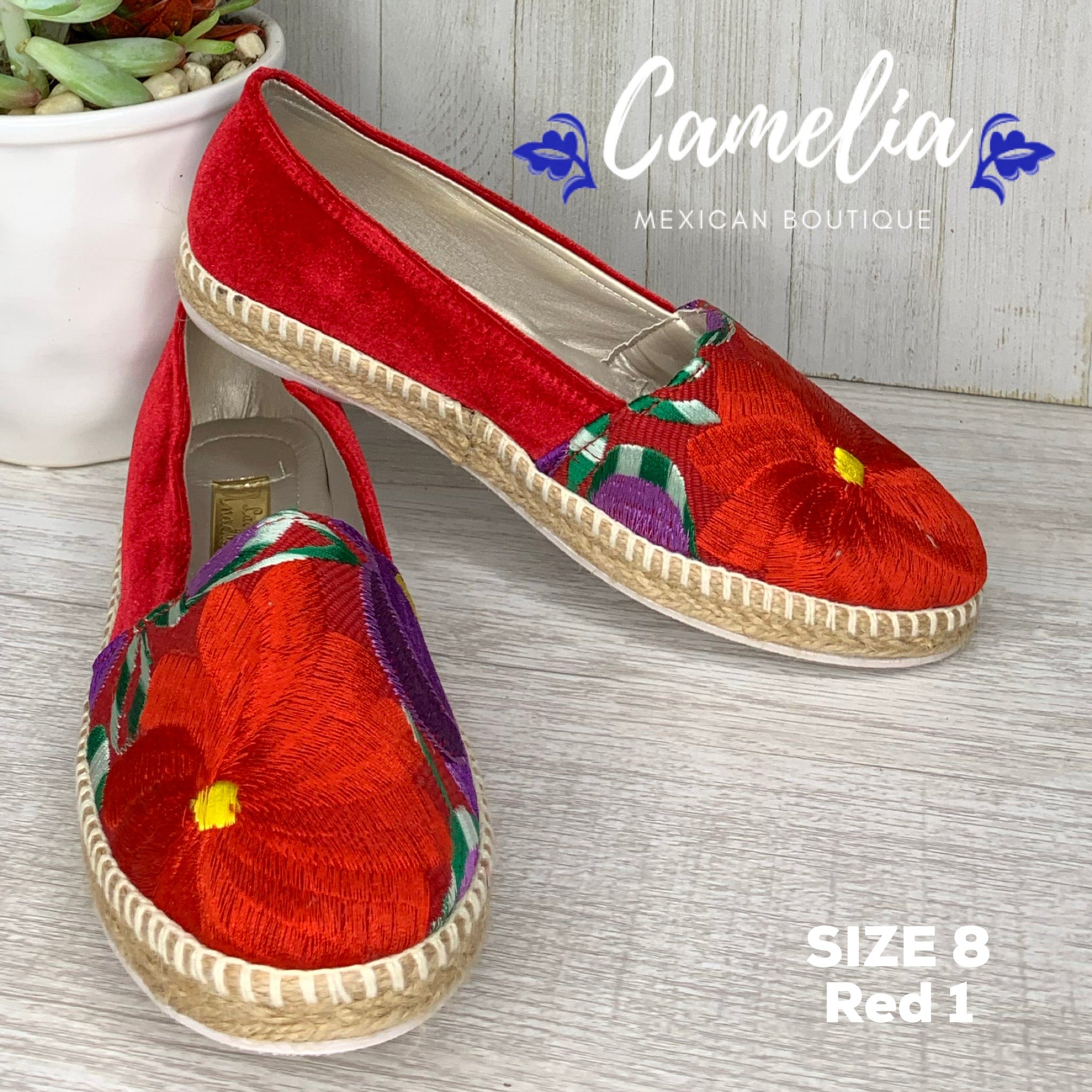 Red Espadrilles Embroidered with buttons Size 36 / US Size hotsell 5