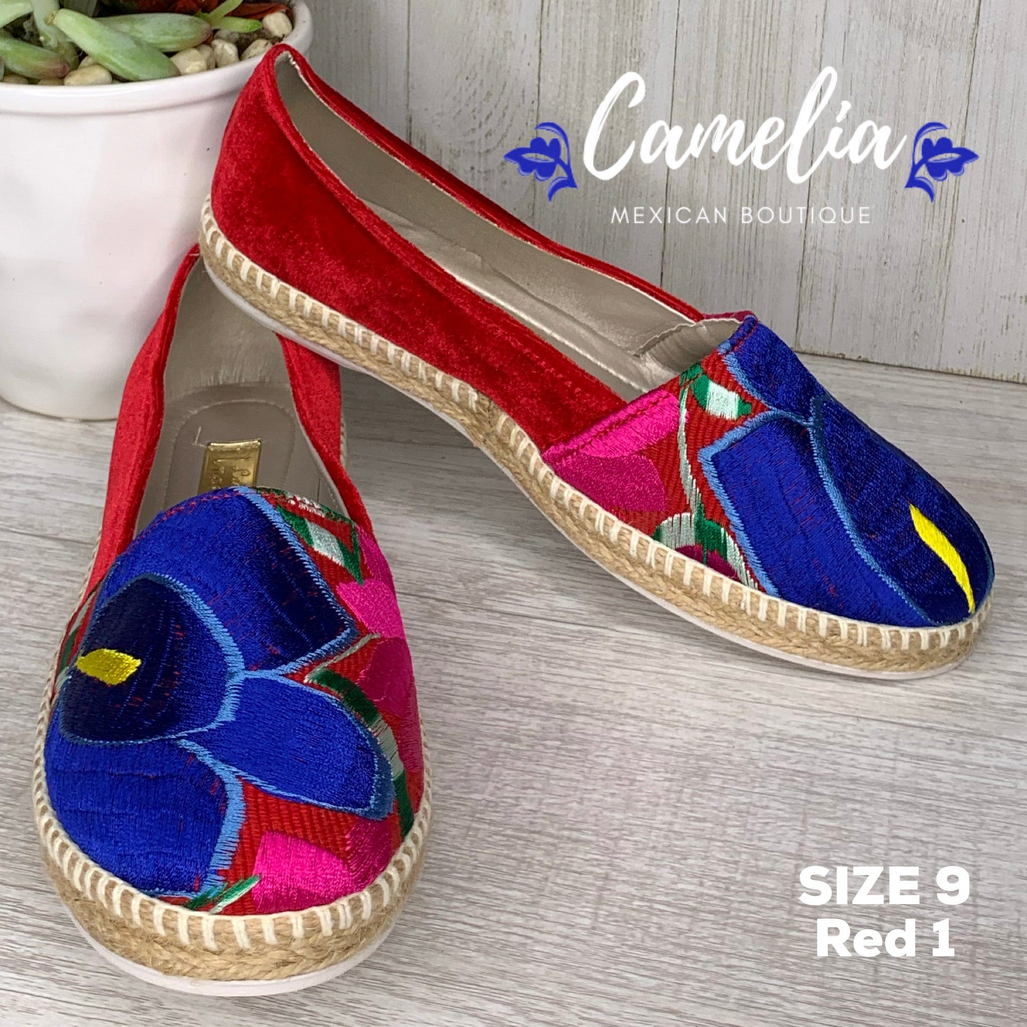 Red Espadrilles Embroidered with selling buttons Size 36 / US Size 5