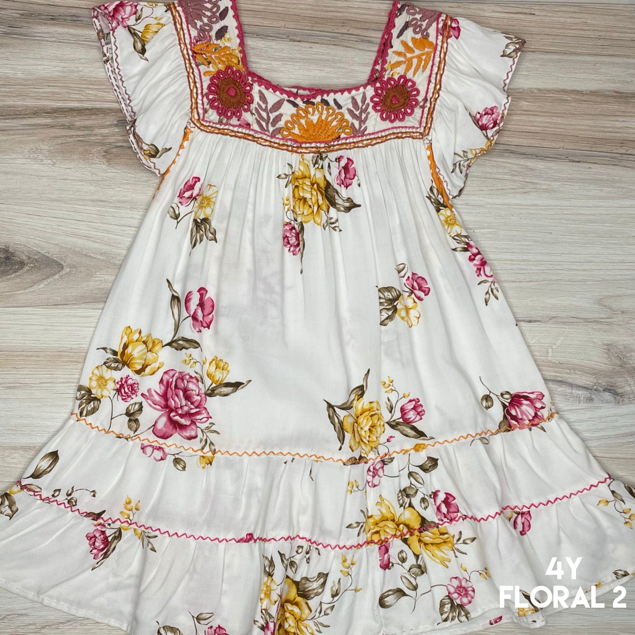 Mexican Girl Dress Rococo Floral Print - Butterfly Sleeve – Camelia ...