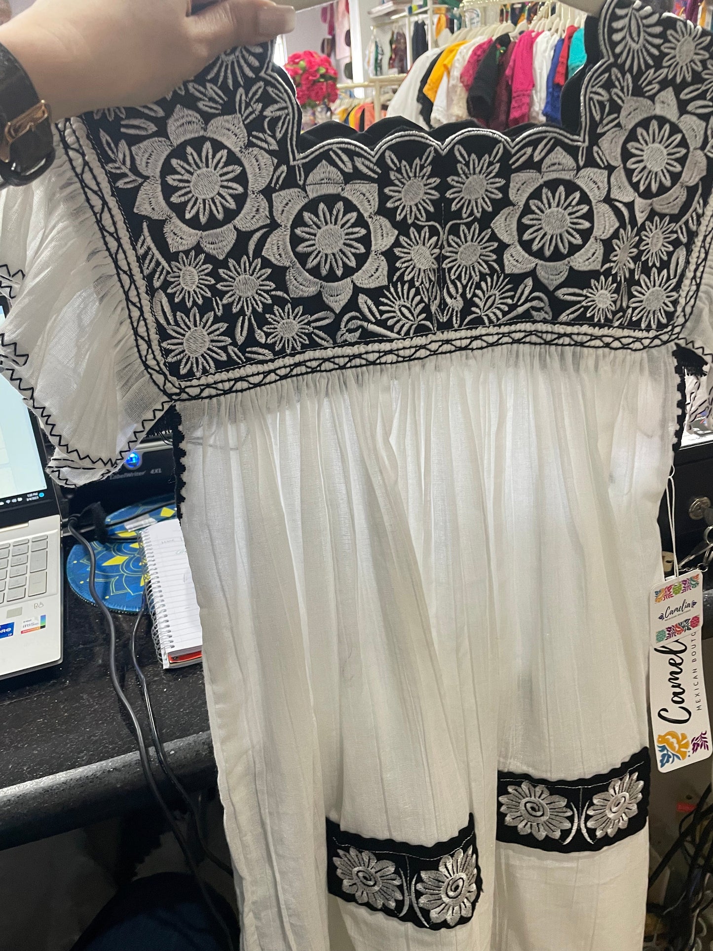 Mexican Girls Daisy Gauze Dress - Butterfly Sleeve