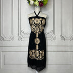 Mexican Halter Dress Sunflowers - Midi Lace