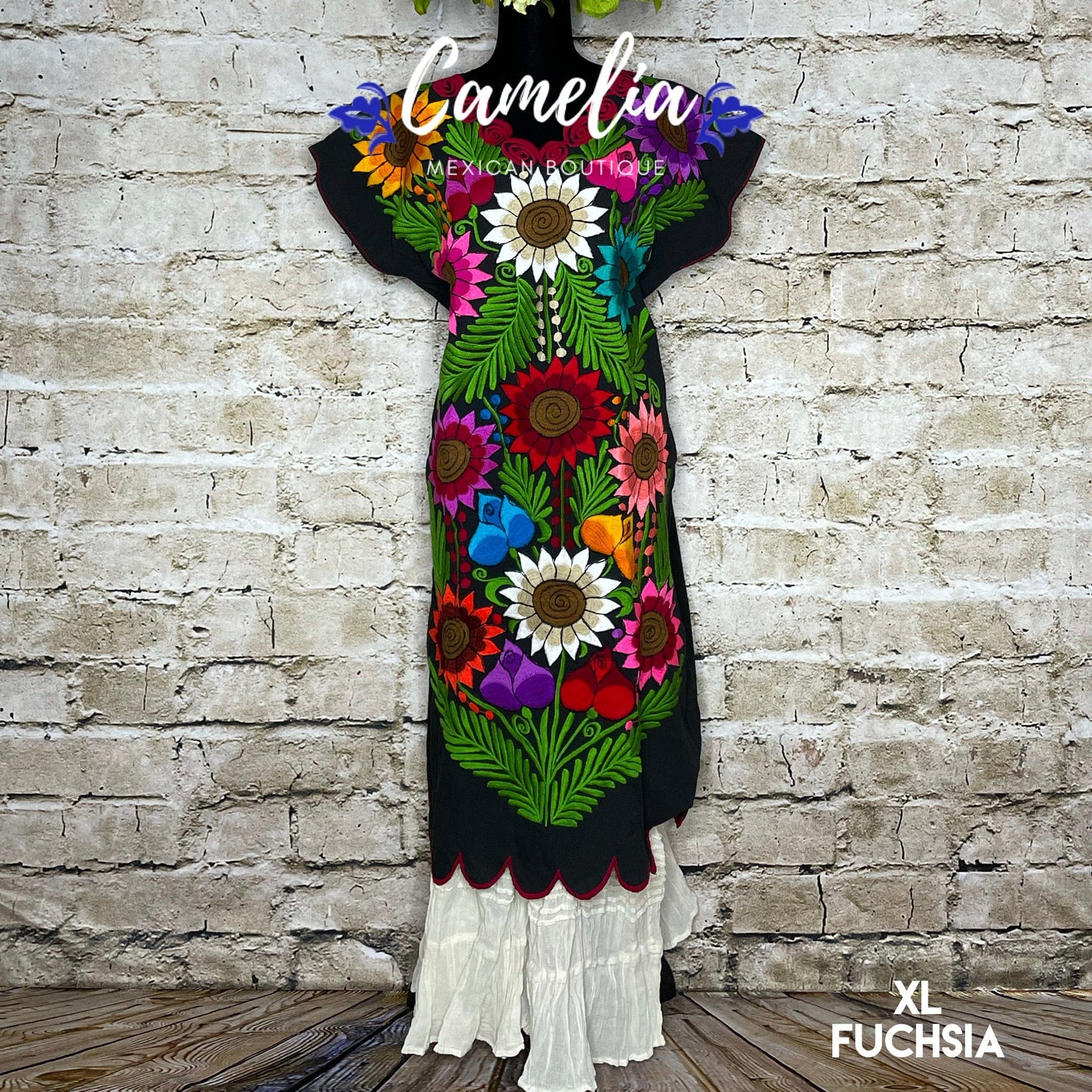 Mexican Huipil Dress Sunflowers