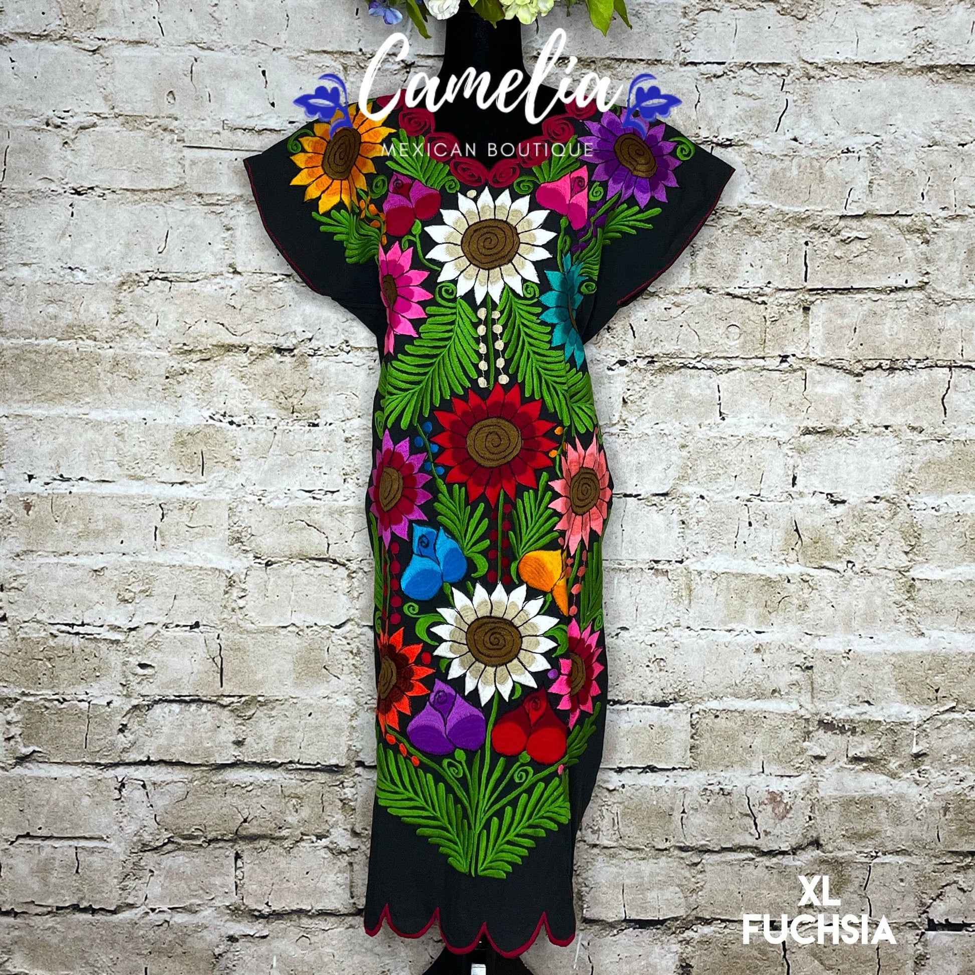 Mexican Huipil Dress Sunflowers