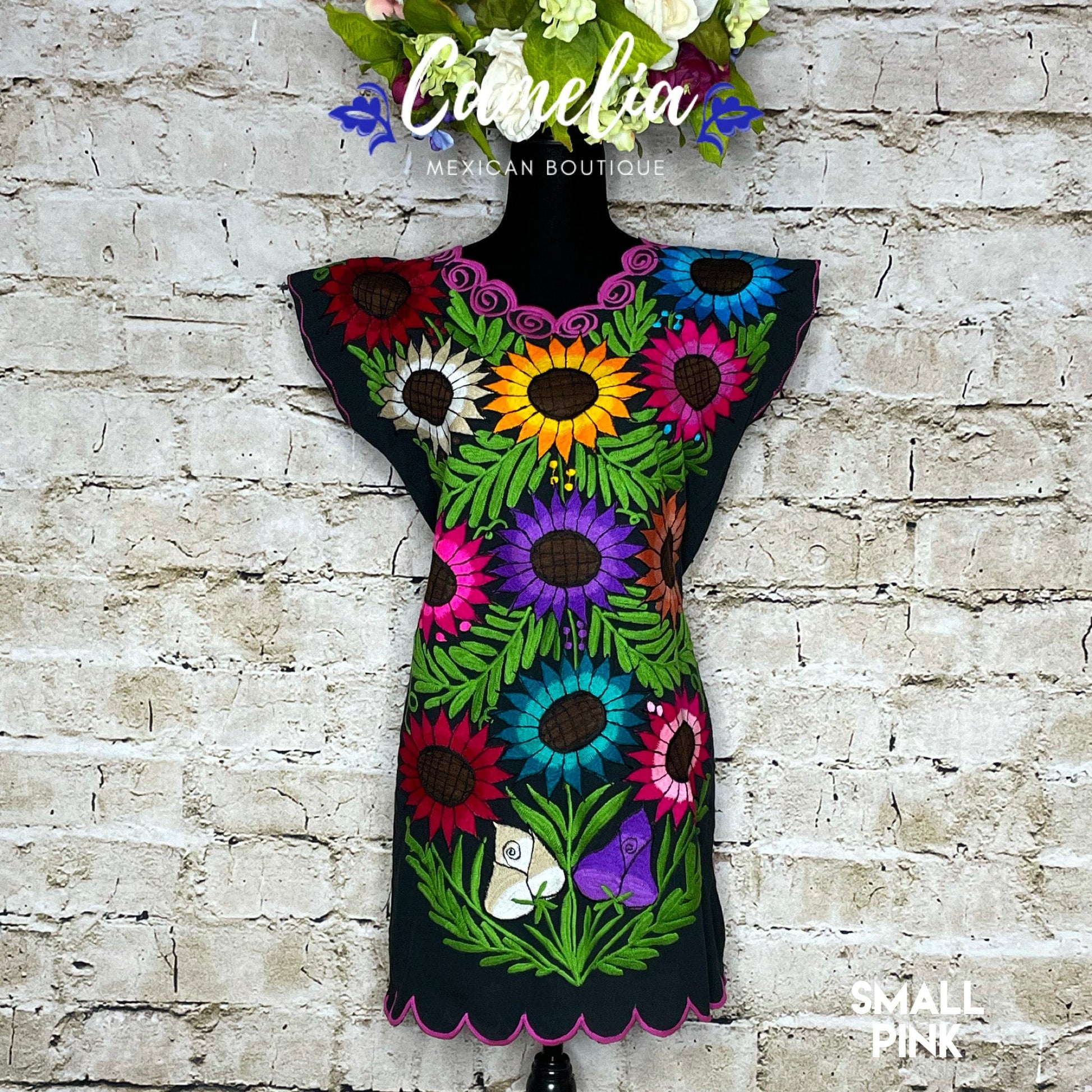 Mexican Huipil Dress Sunflowers