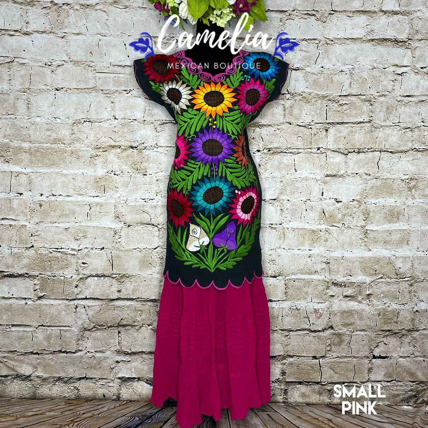 Mexican Huipil Dress Sunflowers