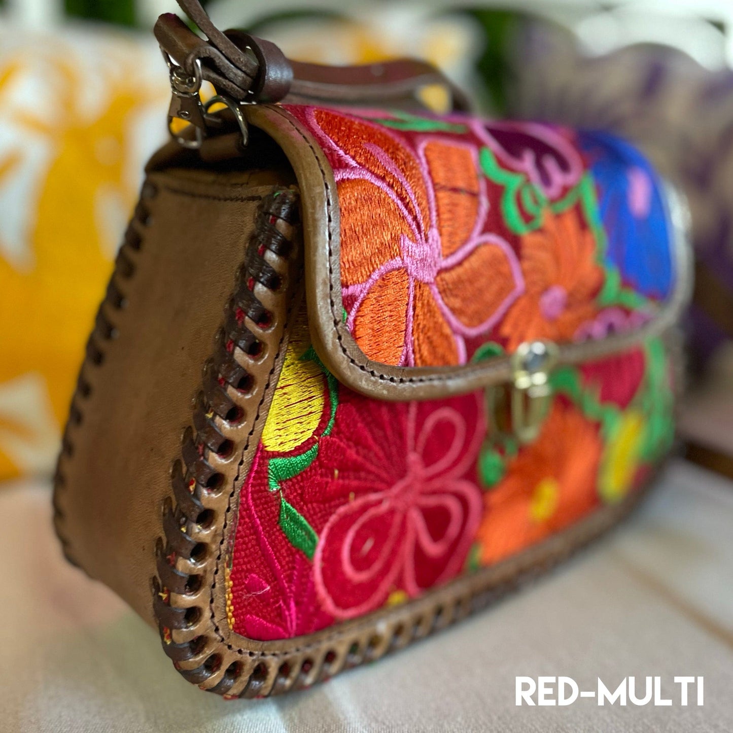 Mexican Leather Crossbody Saddle Bag - Zinia SMALL