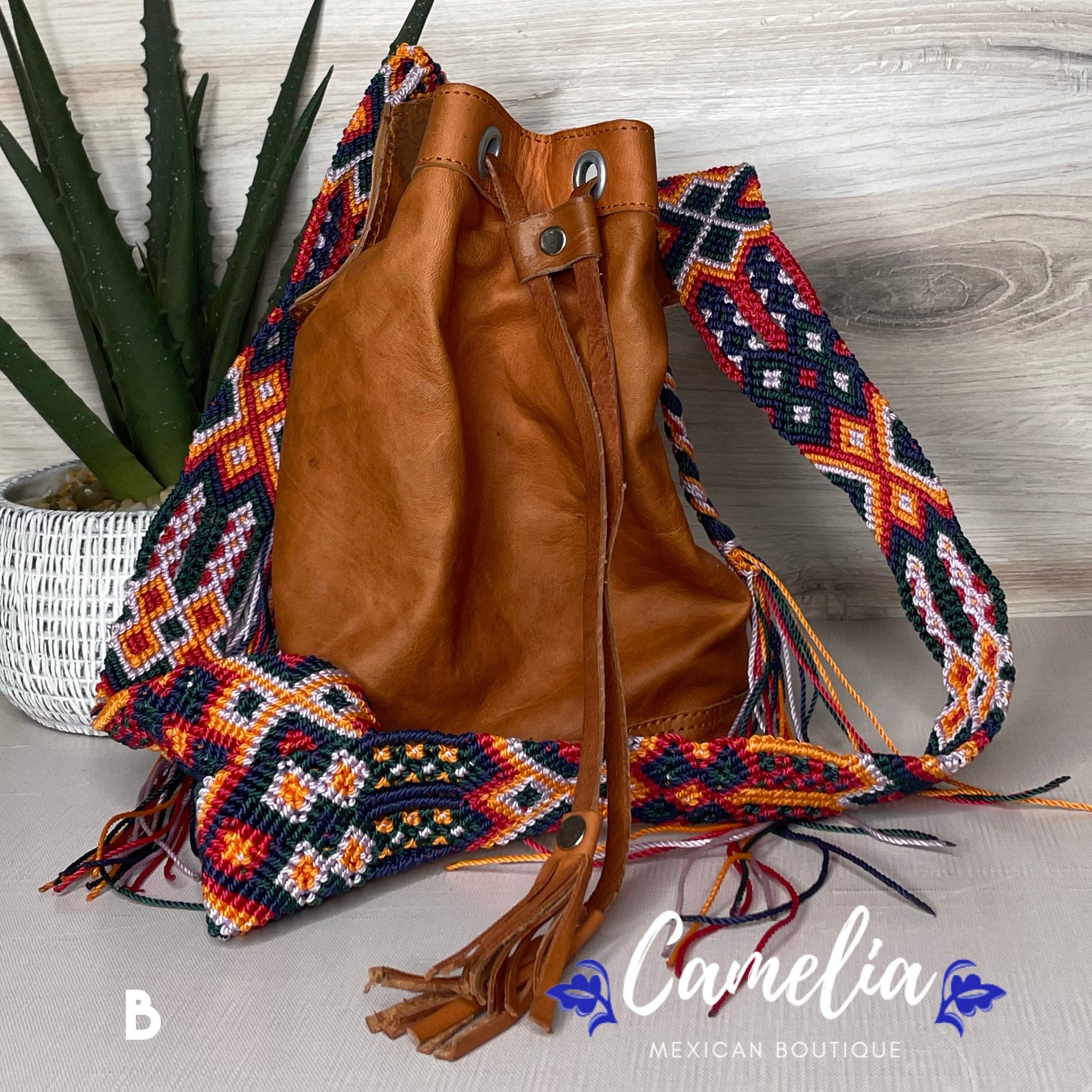 Mexican Leather Mini Bucket Crossbody Bag