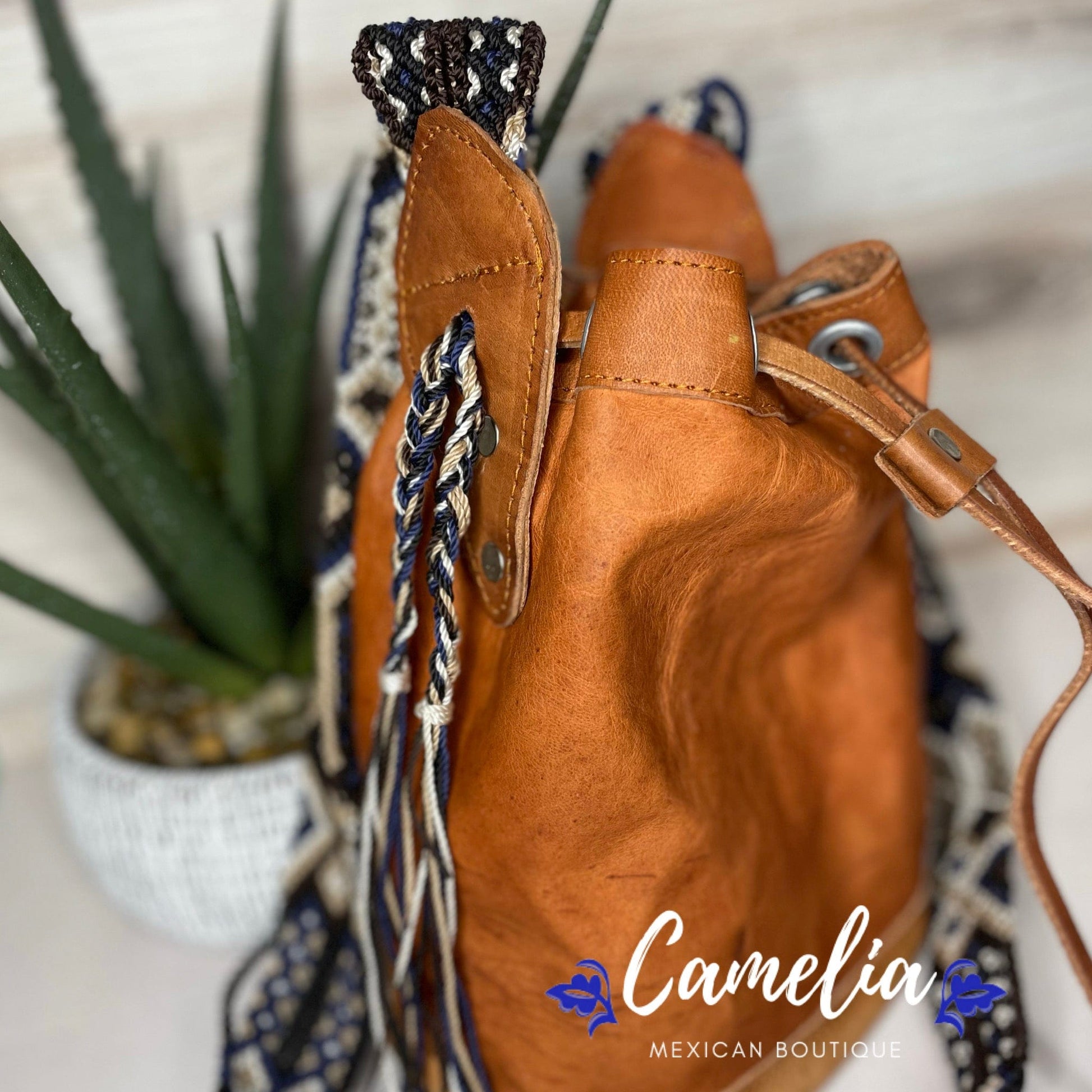 Mexican Leather Mini Bucket Crossbody Bag