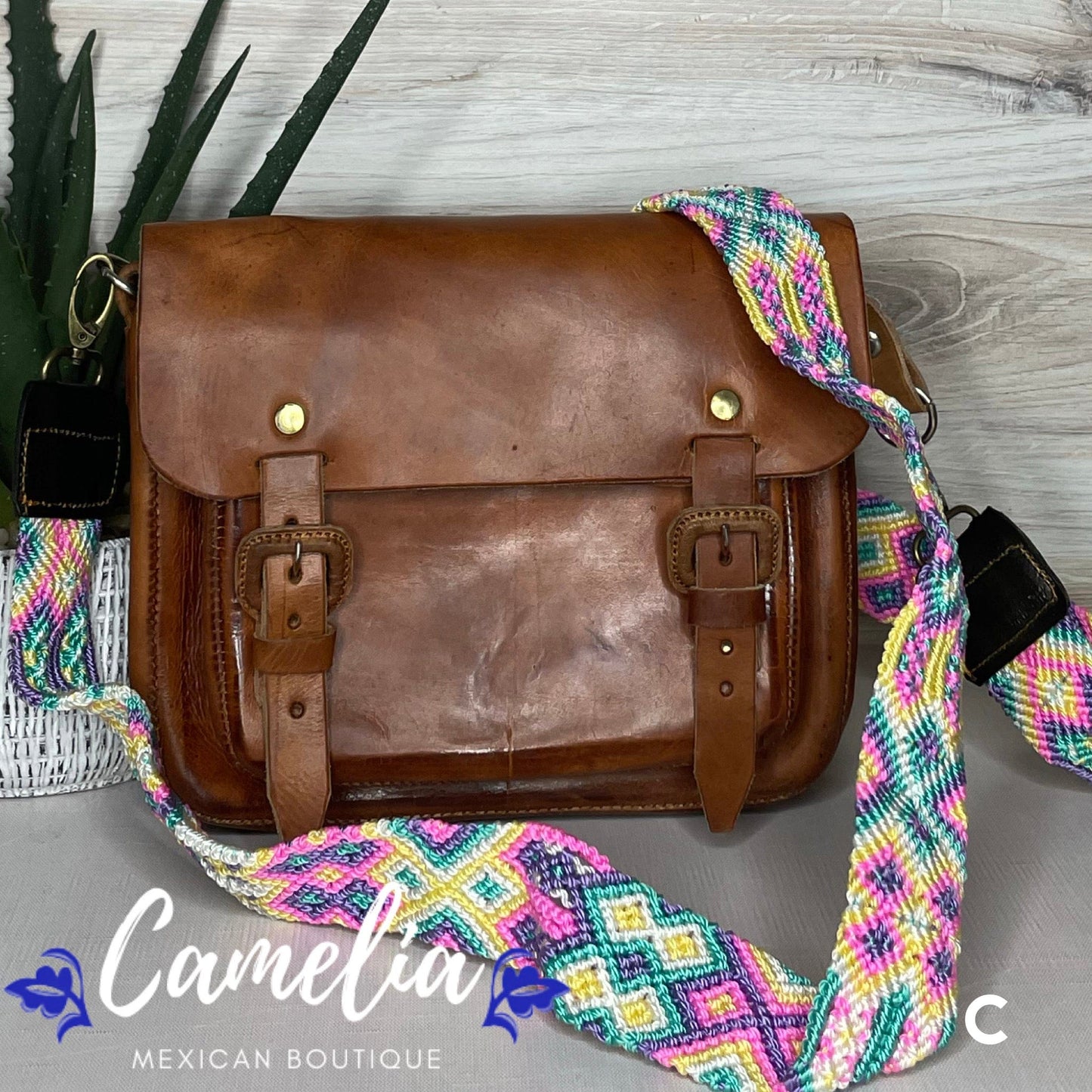 Mexican Leather Mini Portfolio Crossbody Bag - Hand Tooled