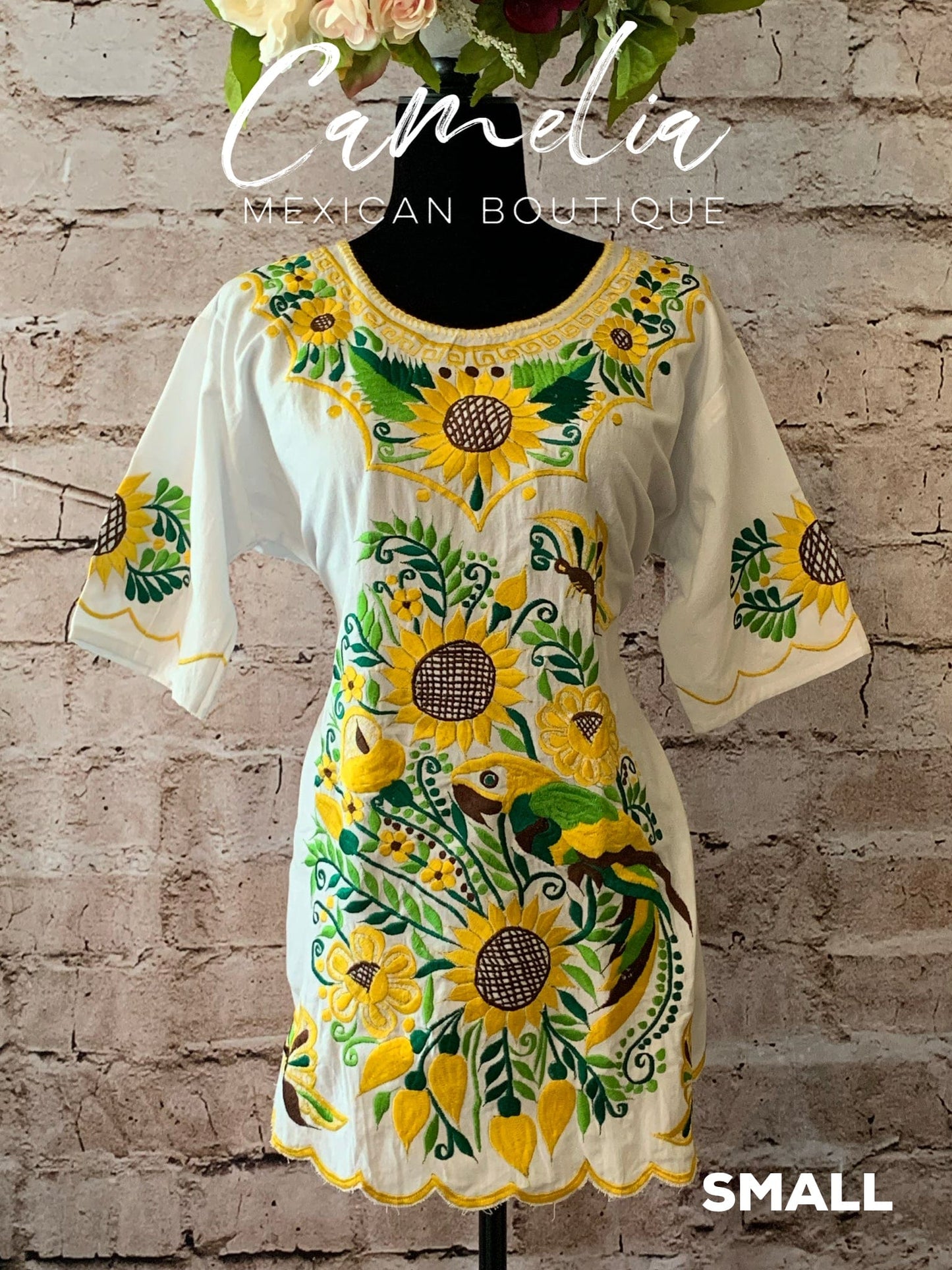 Mexican Mini Dress Sunflower