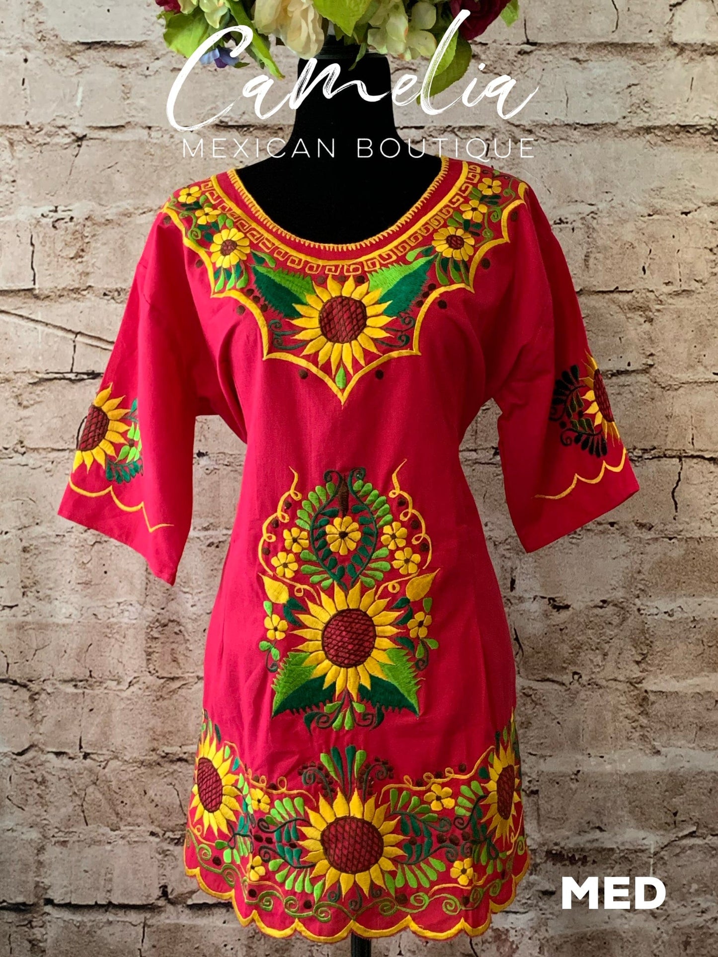 Mexican Mini Dress Sunflower