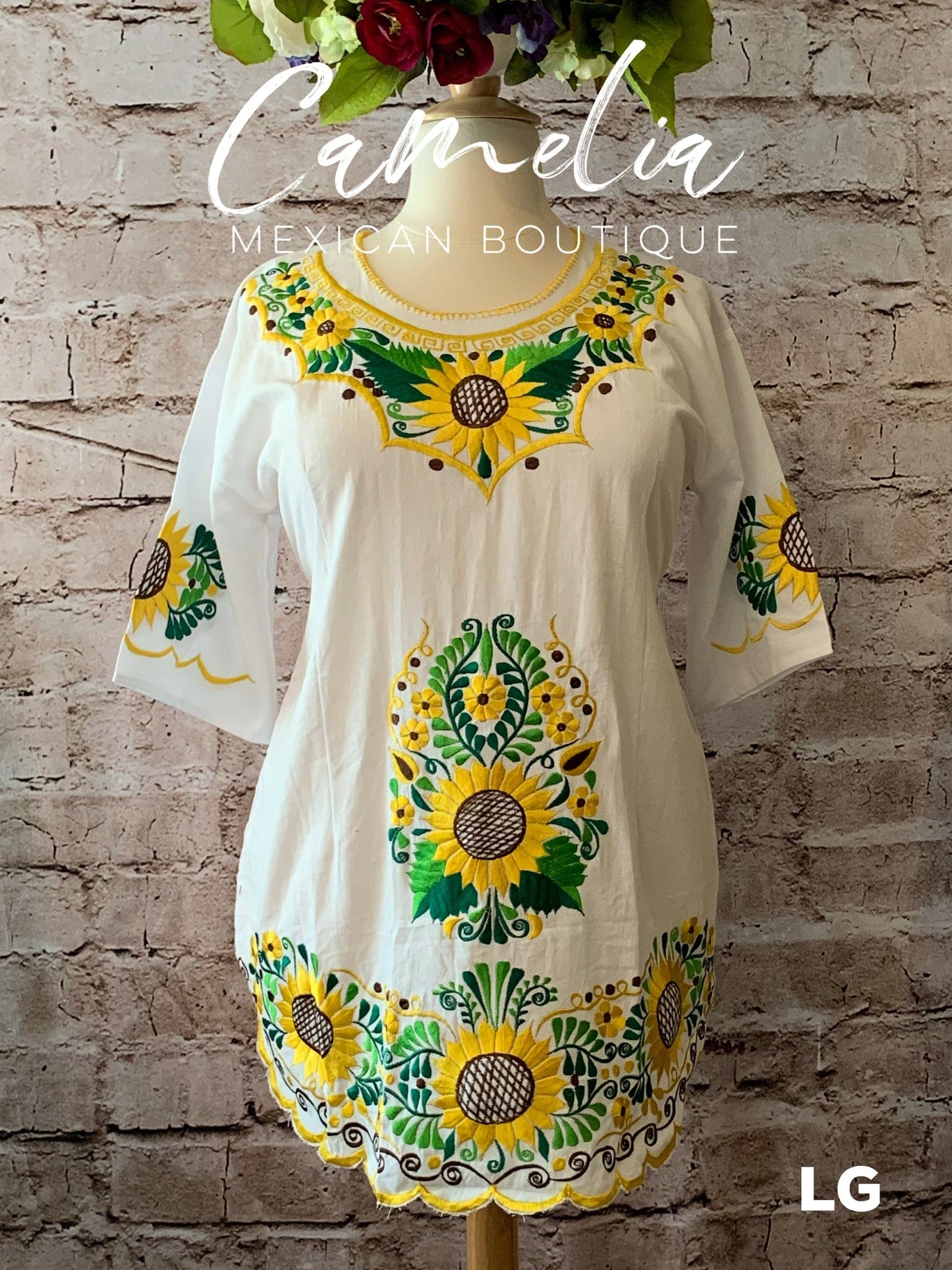 Mexican Mini Dress Sunflower