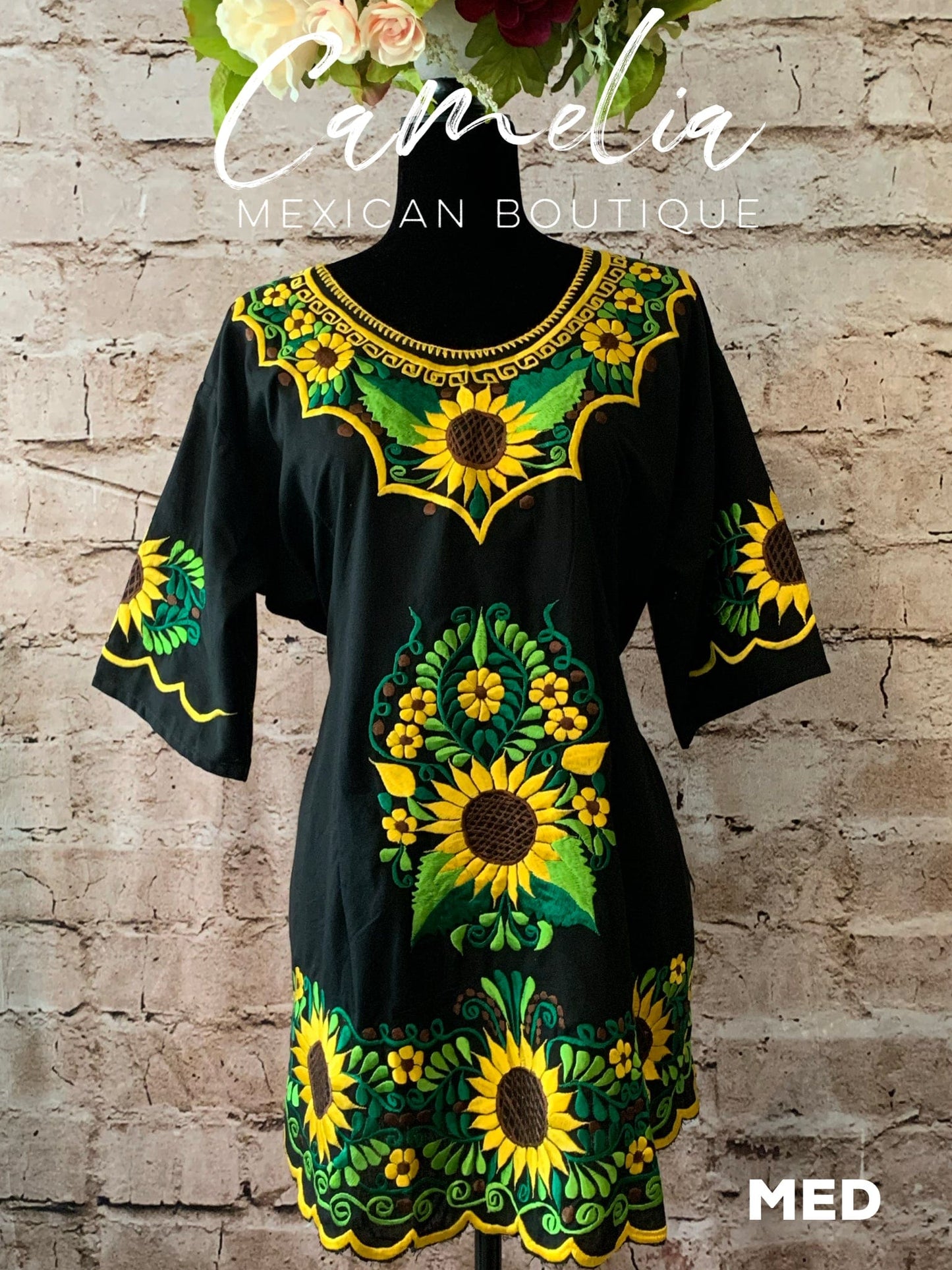 Mexican Mini Dress Sunflower