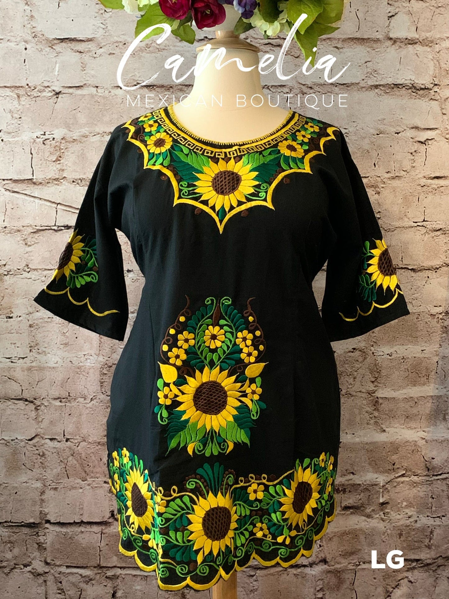 Mexican Mini Dress Sunflower