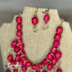 Mexican Palm Necklace Set - Red
