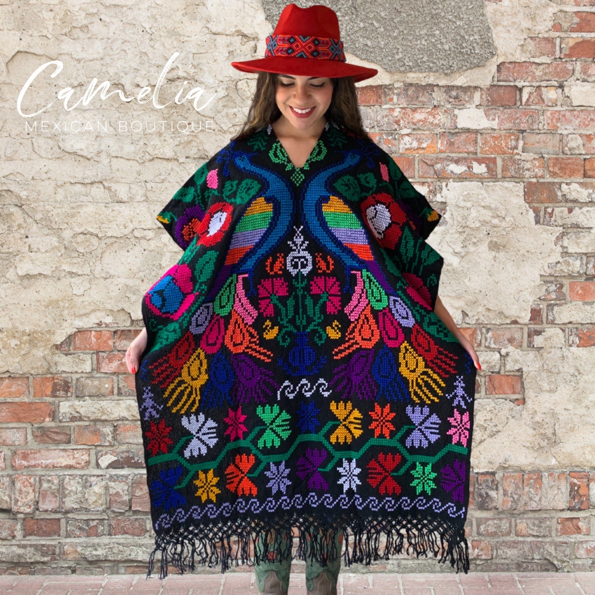 Mexican Poncho Cross Stitch Black