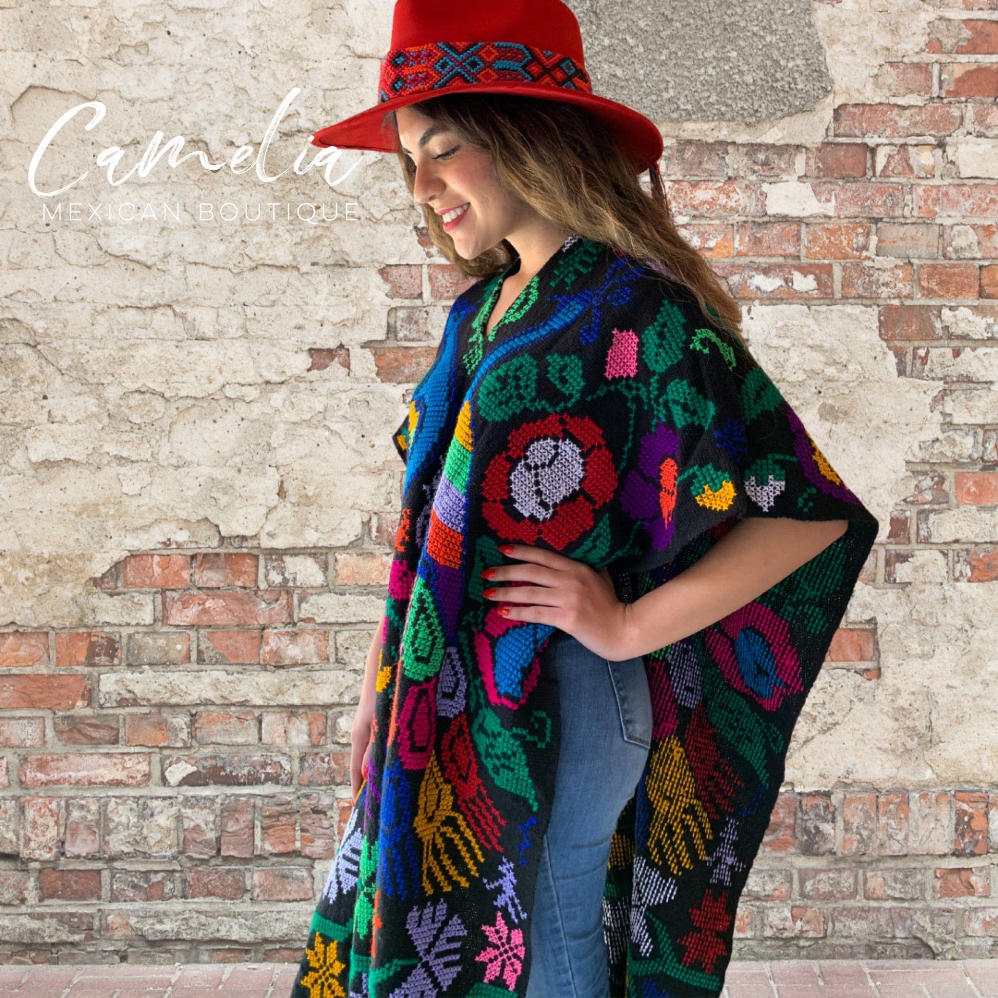 Mexican Poncho Cross Stitch Black