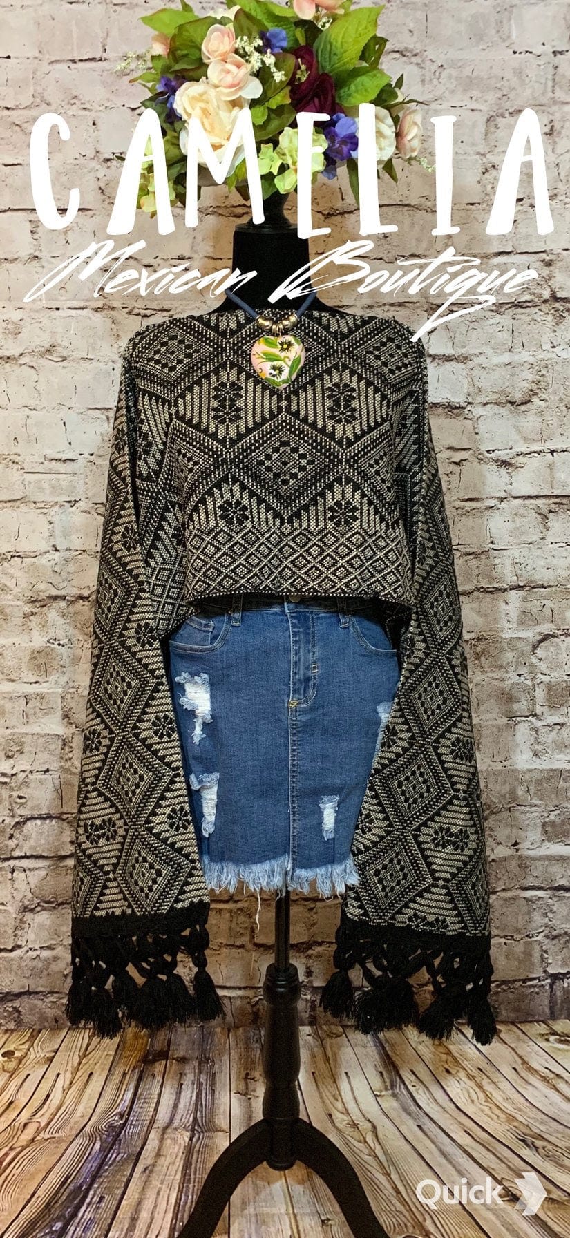 Mexican Poncho with Fringe