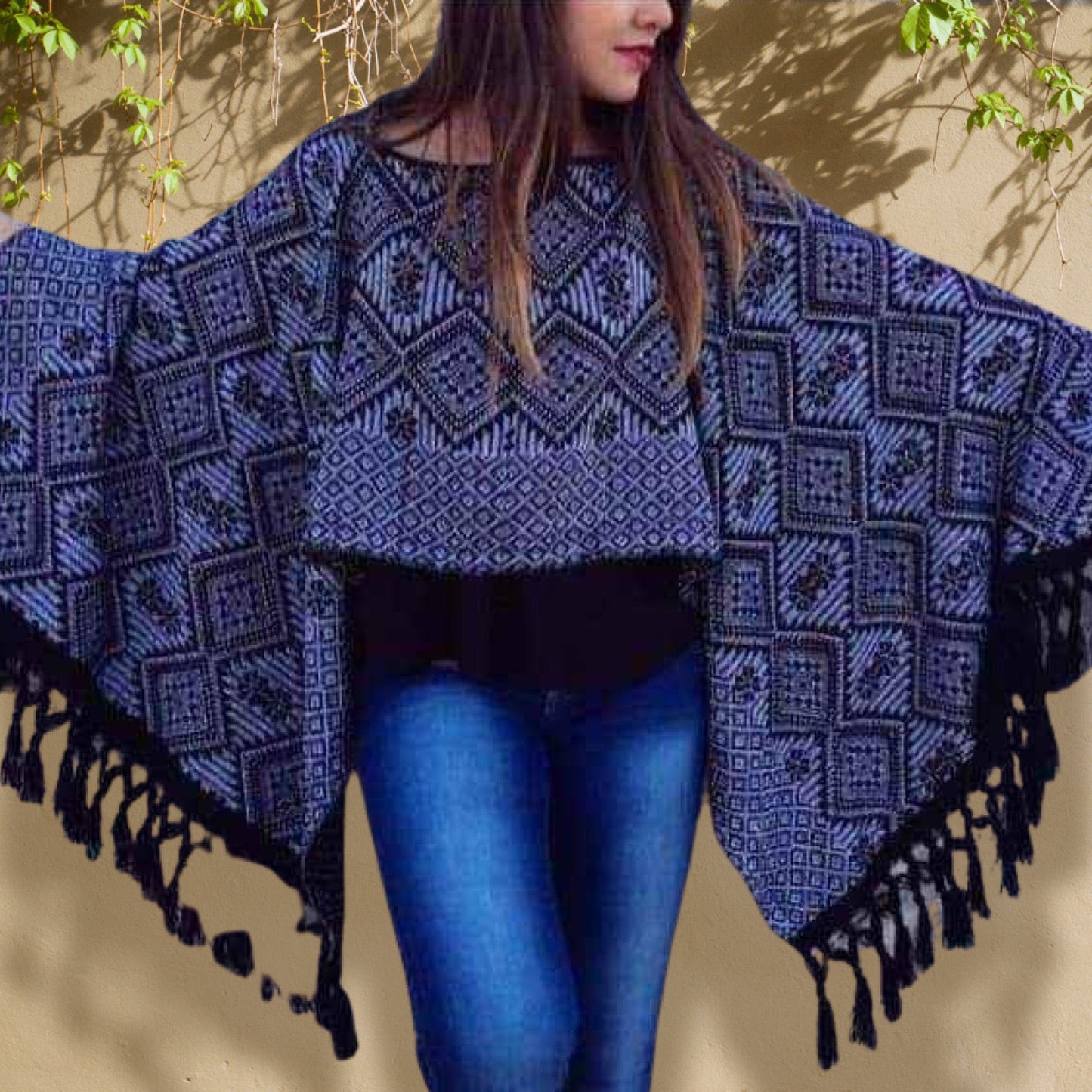 Mexican Poncho with Fringe