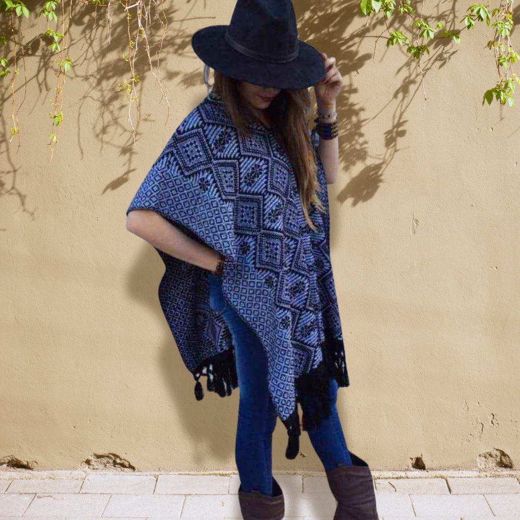 Mexican Poncho with Fringe