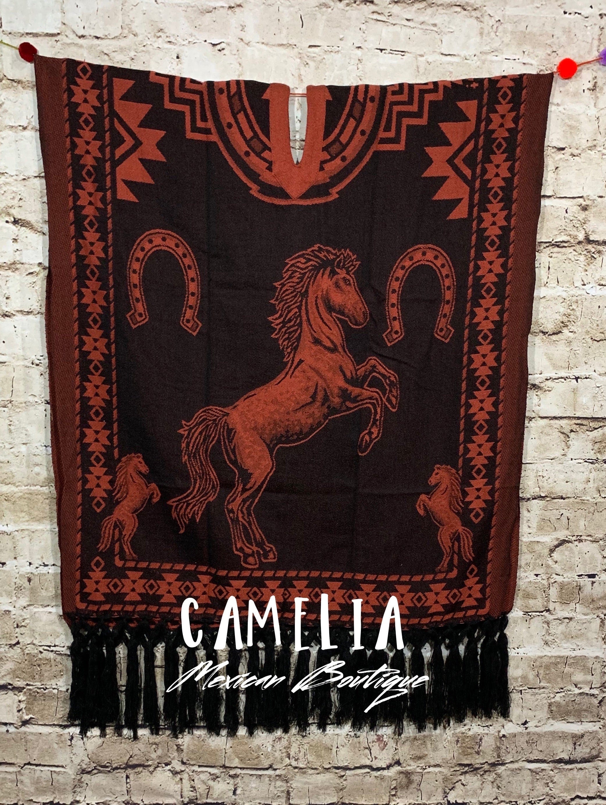 Mexican Poncho with Horse