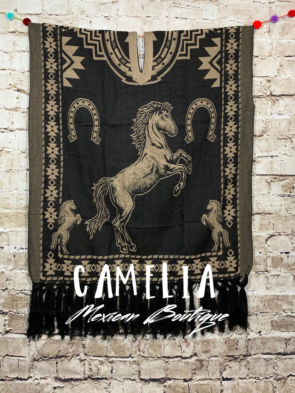 Mexican Poncho with Horse