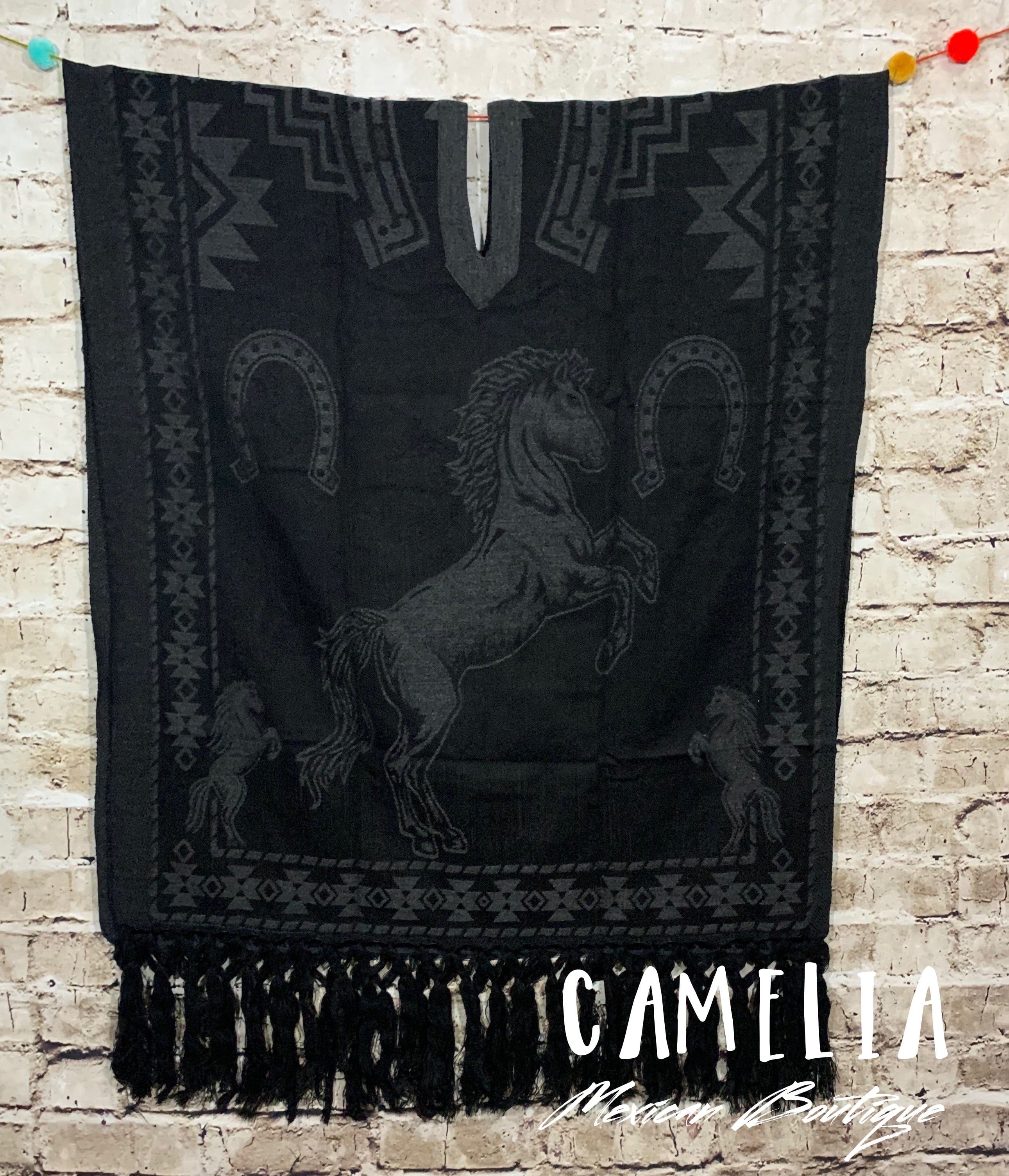 Mexican Poncho with Horse