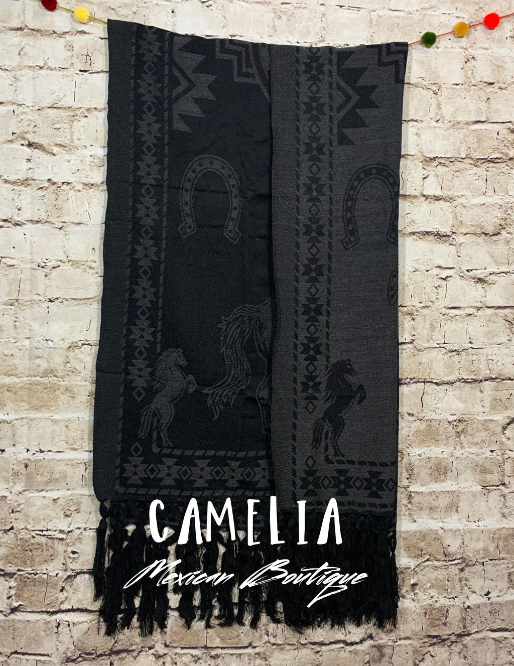 Mexican Poncho with Horse