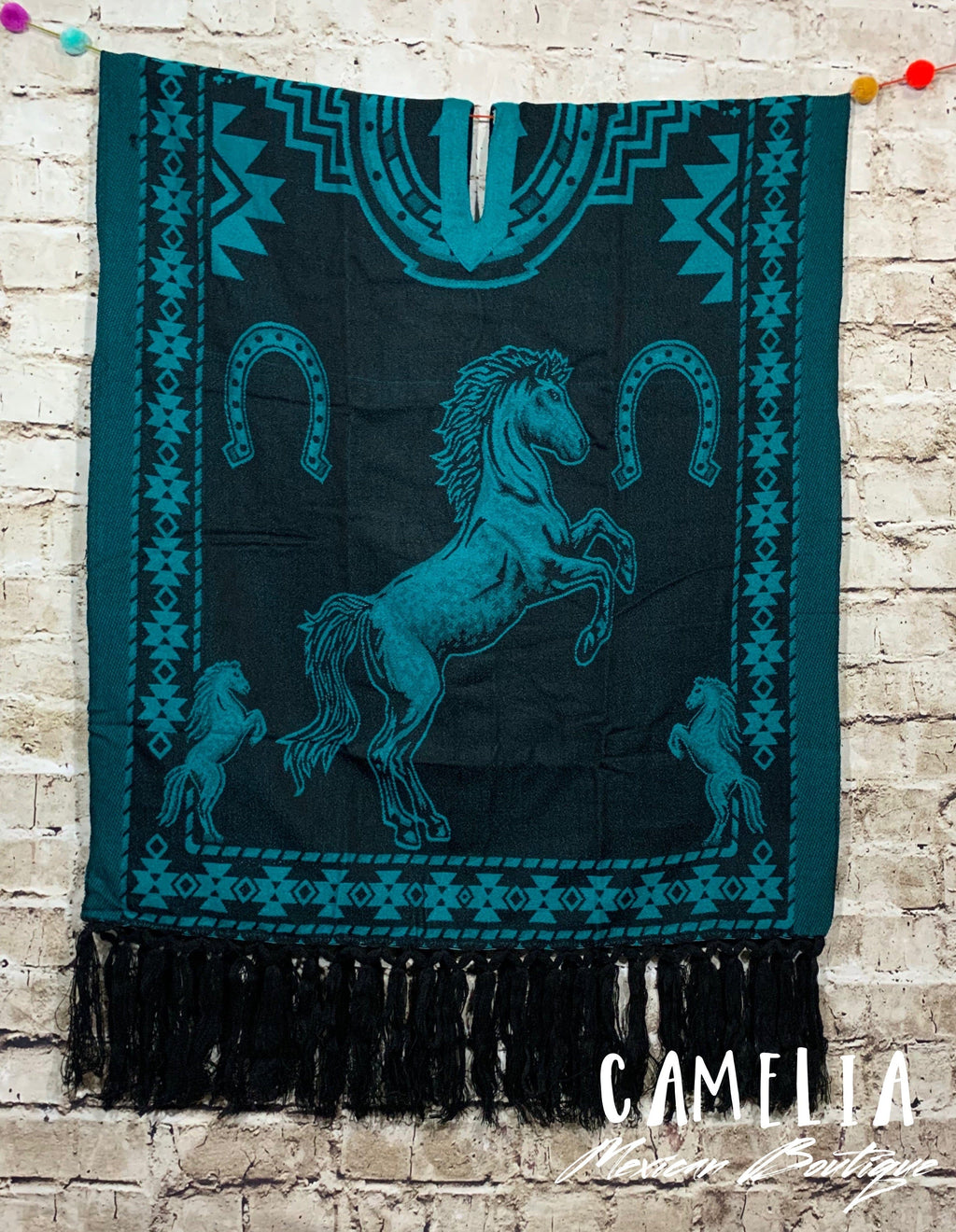 Mexican Poncho with Horse