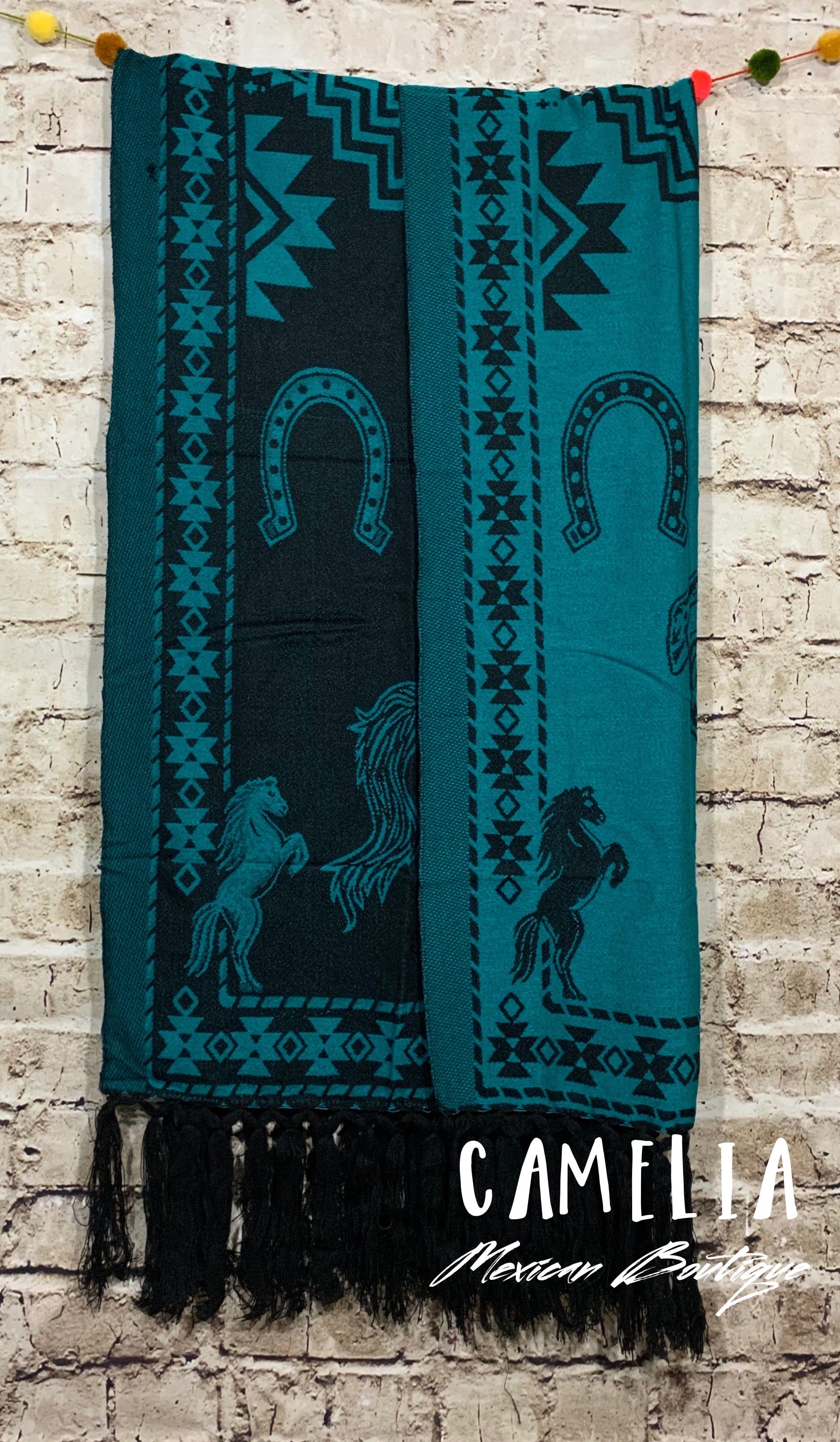 Mexican Poncho with Horse